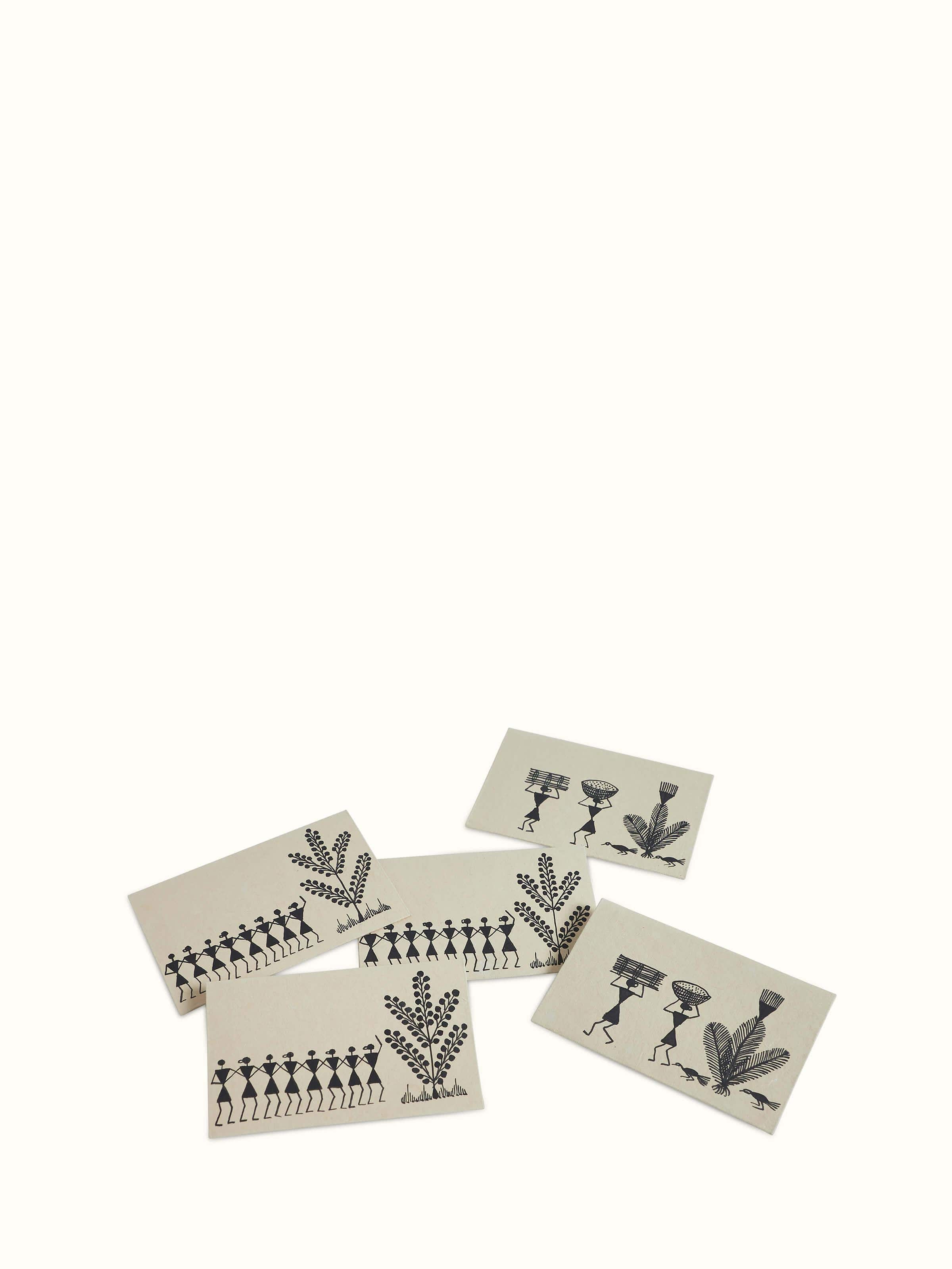 Alternative view of Warli Painted Paper Envelopes (2 pcs) displaying Warli patterns