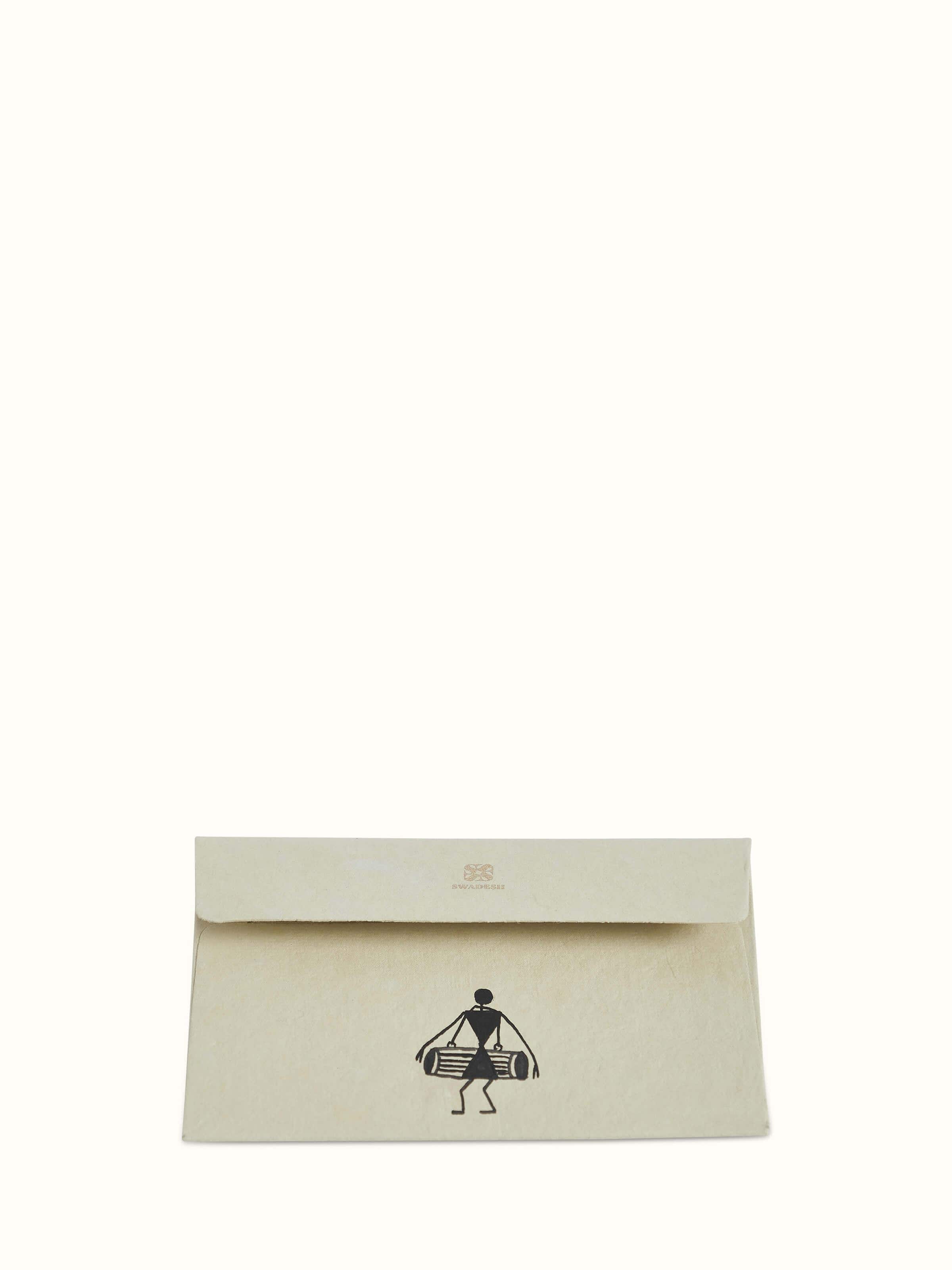 Back view of Warli Painted Paper Envelopes (2 pcs) with visible texture