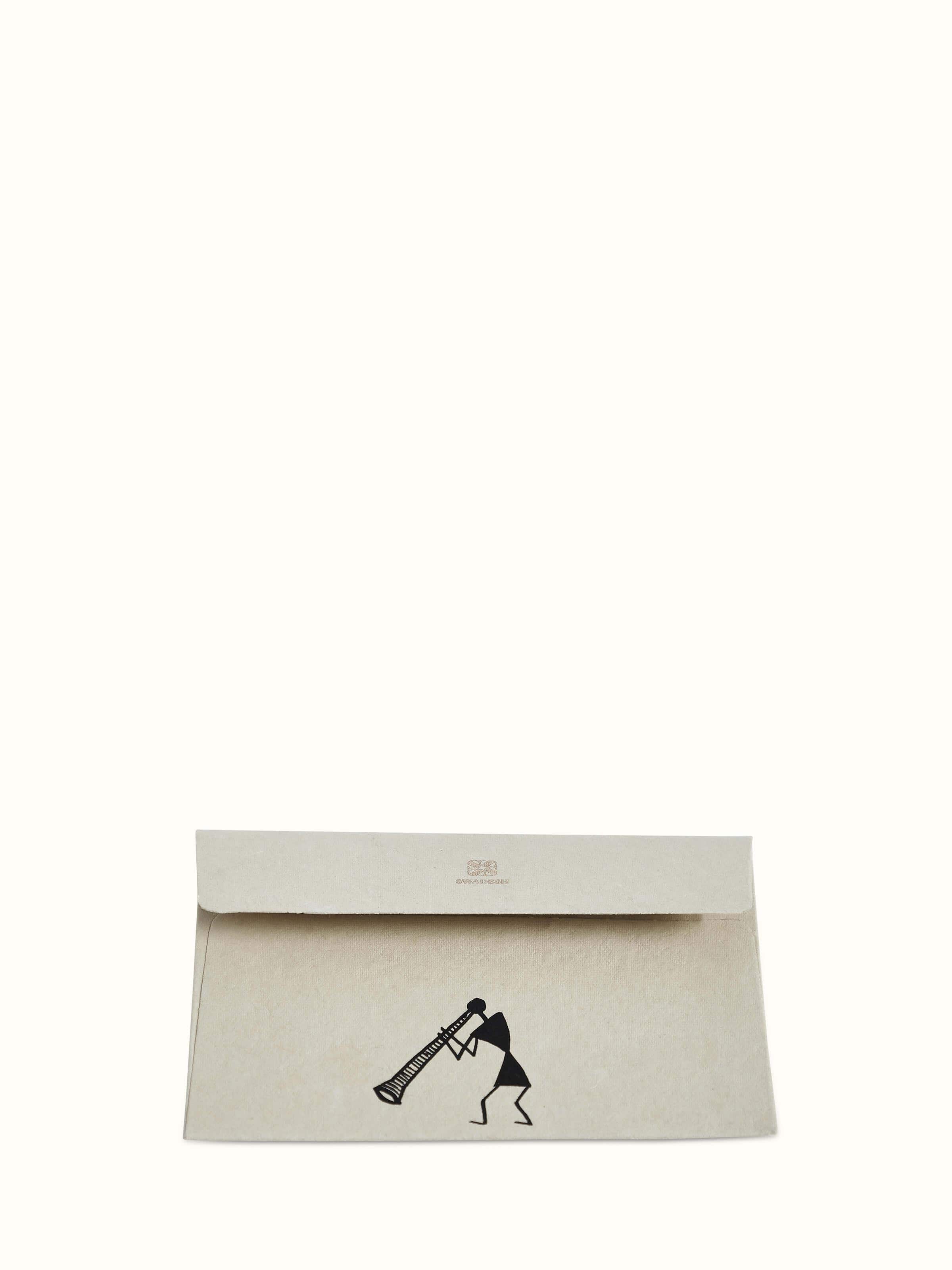 Alternate view of Warli Painted Paper Envelopes (2 pcs) showcasing design details