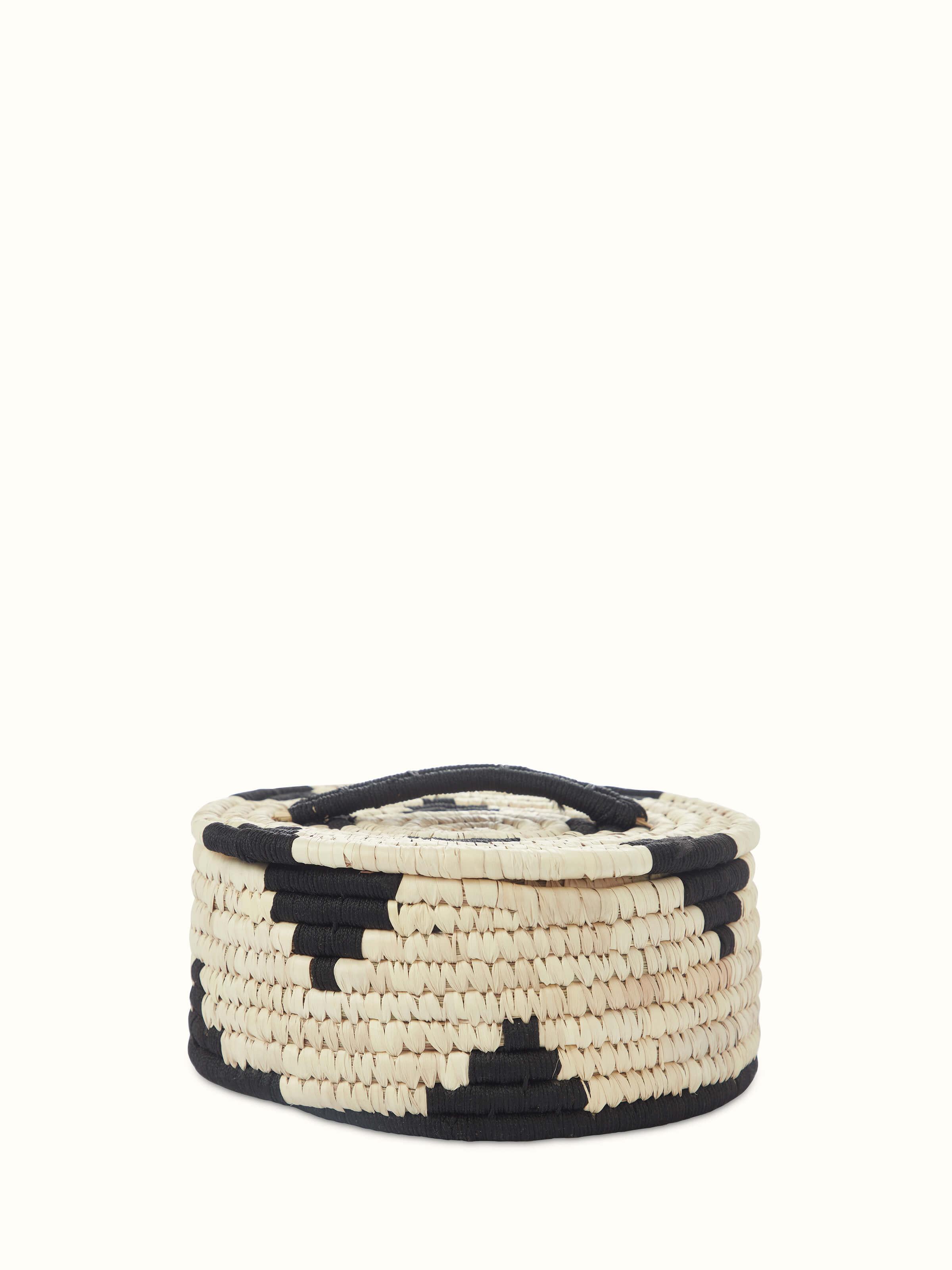 Front view of Kanshi Basketry Natural Fibre Roti Box showcasing traditional basketry techniques.