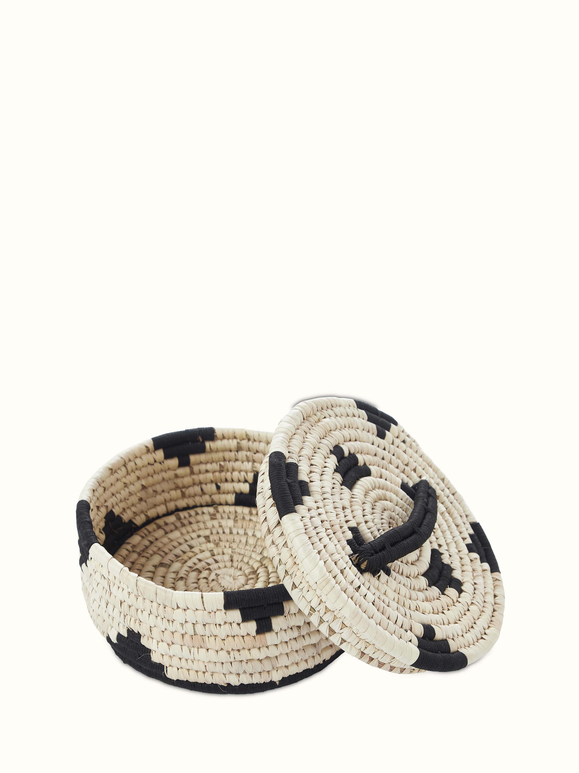 Close-up view of Kanshi Basketry Natural Fibre Roti Box emphasizing the texture and natural material.