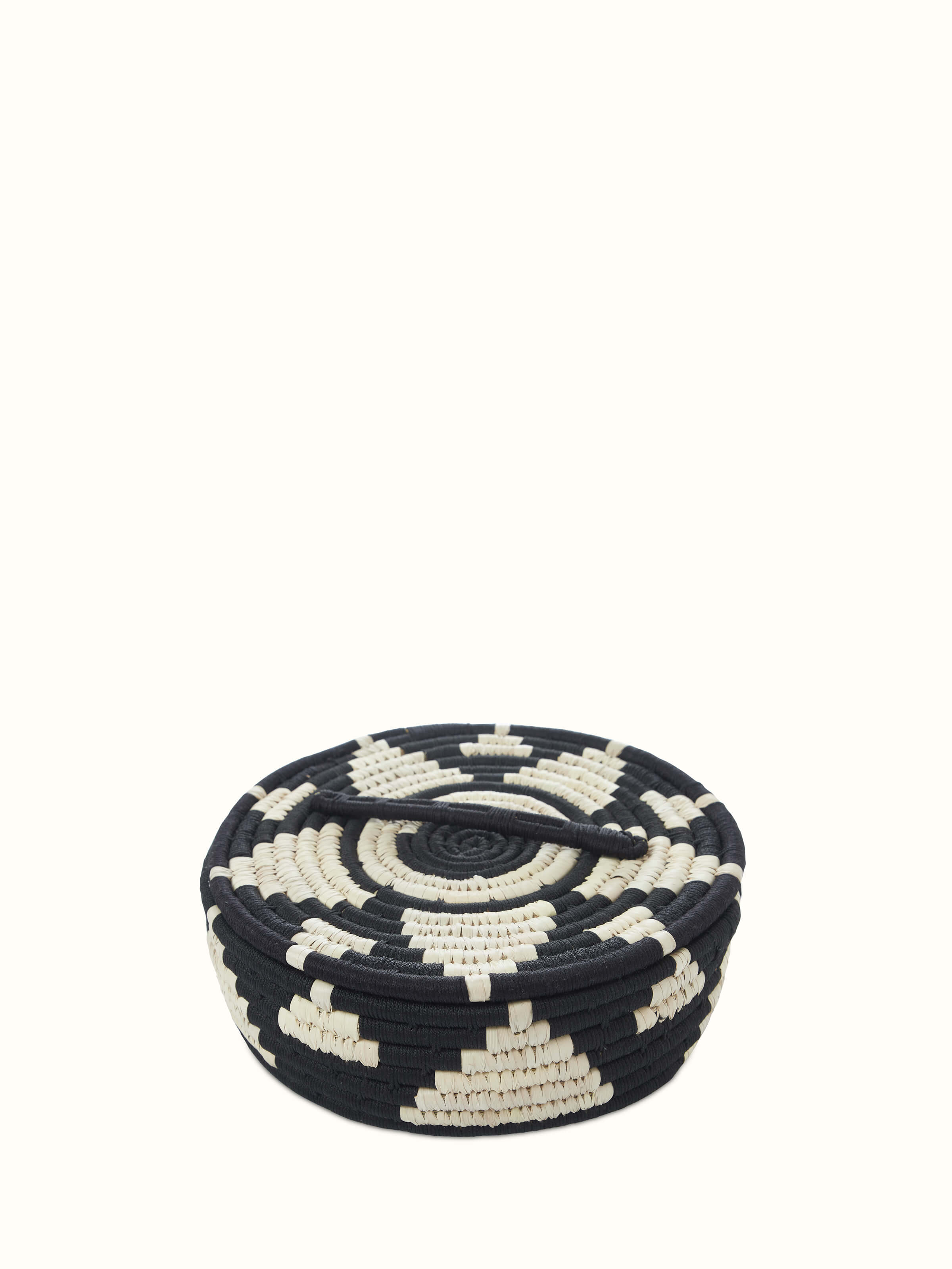 Angle view of Kanshi basketry natural fibre bread basket, showcasing the natural fiber texture