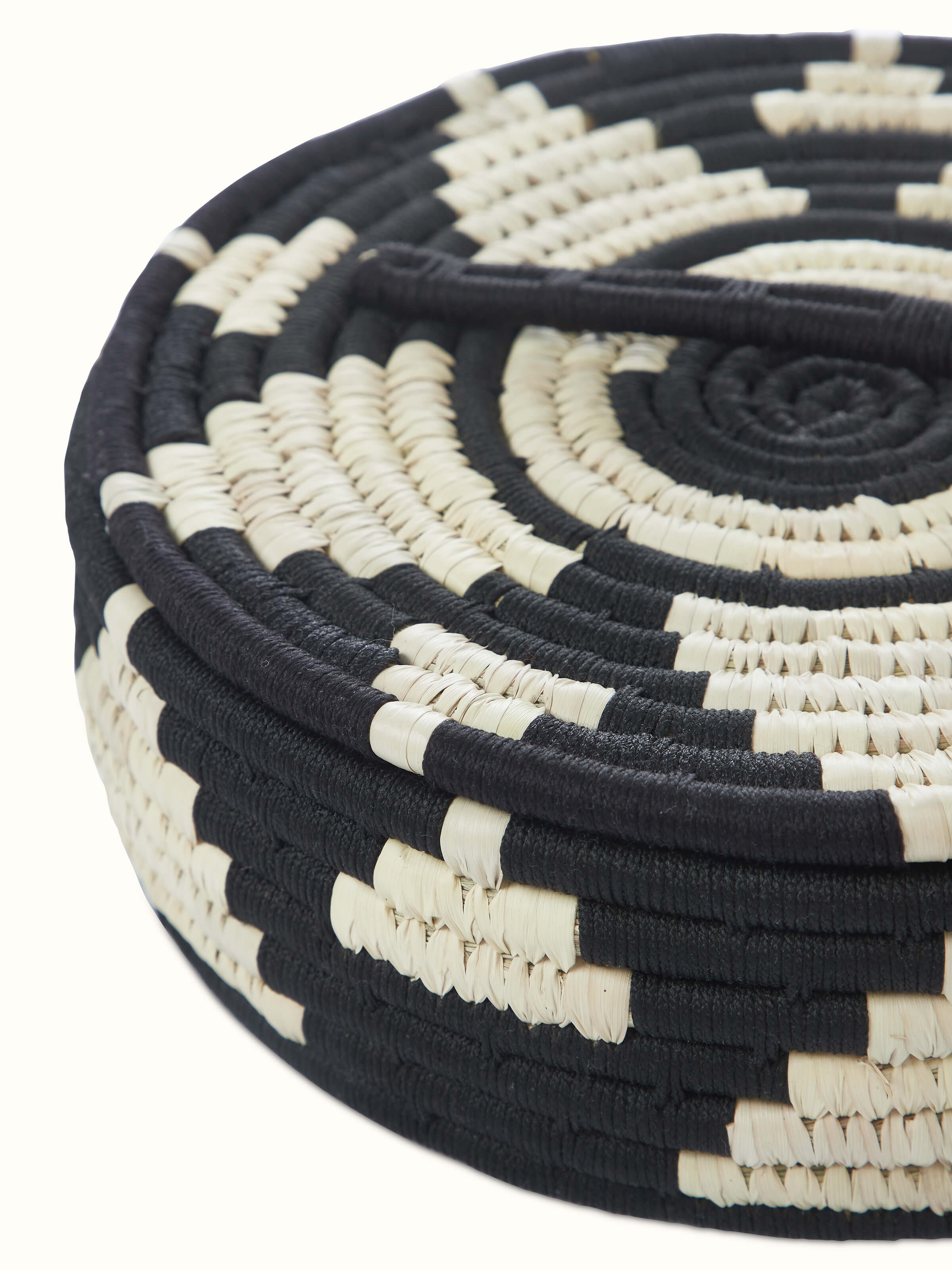 Close-up view of Kanshi basketry natural fibre bread basket, emphasizing the natural fiber details