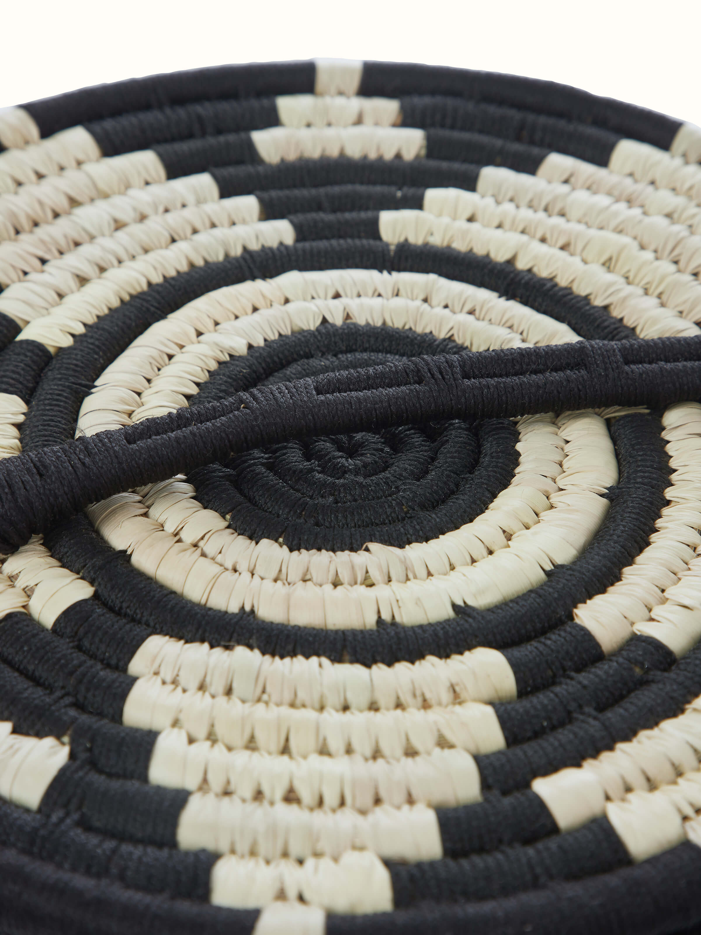 Detailed view of Kanshi basketry natural fibre bread basket, showcasing the intricate weaving