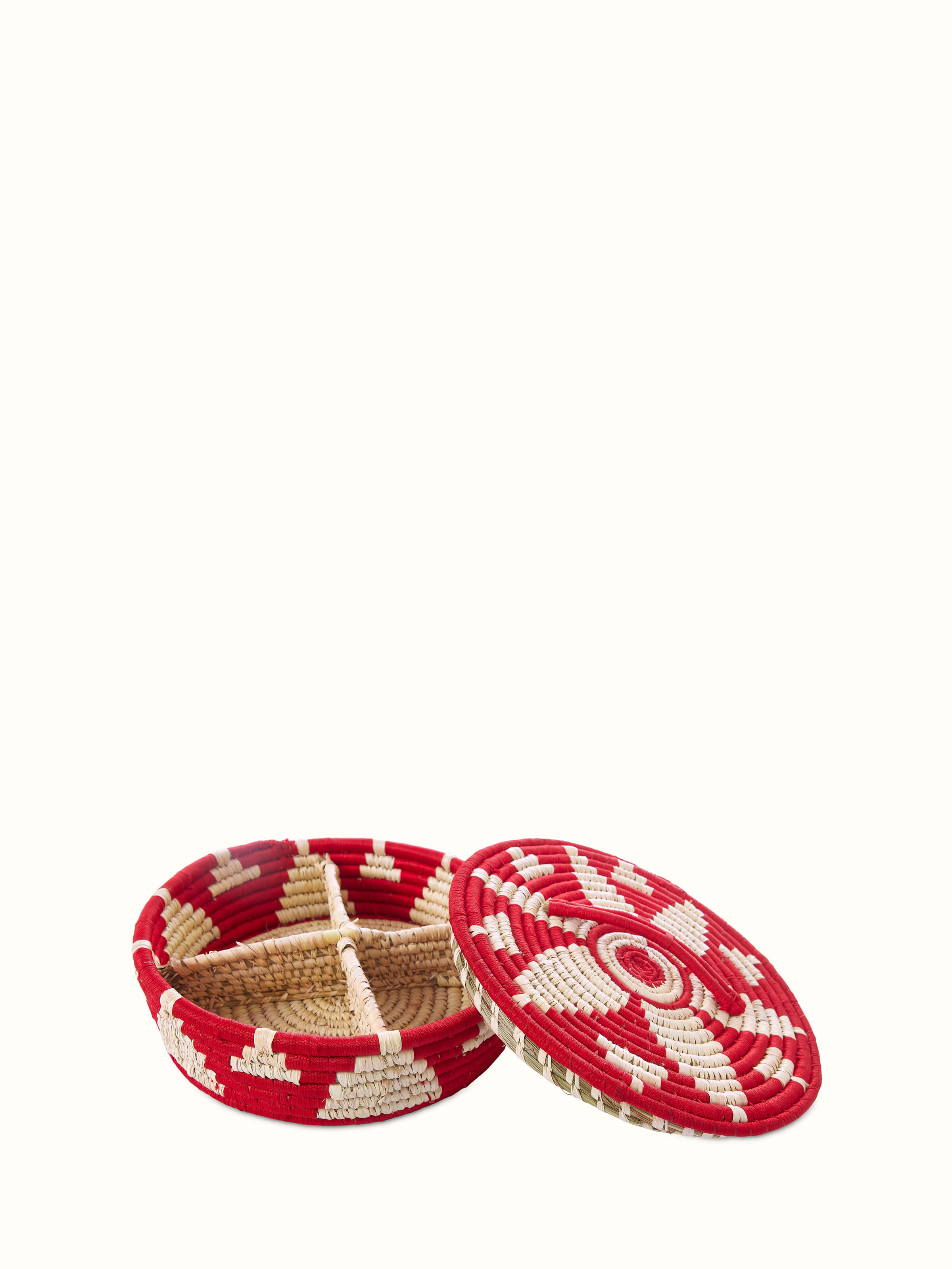 Top view of Kanshi basketry natural fibre gift box displaying intricate weave and elegant finish