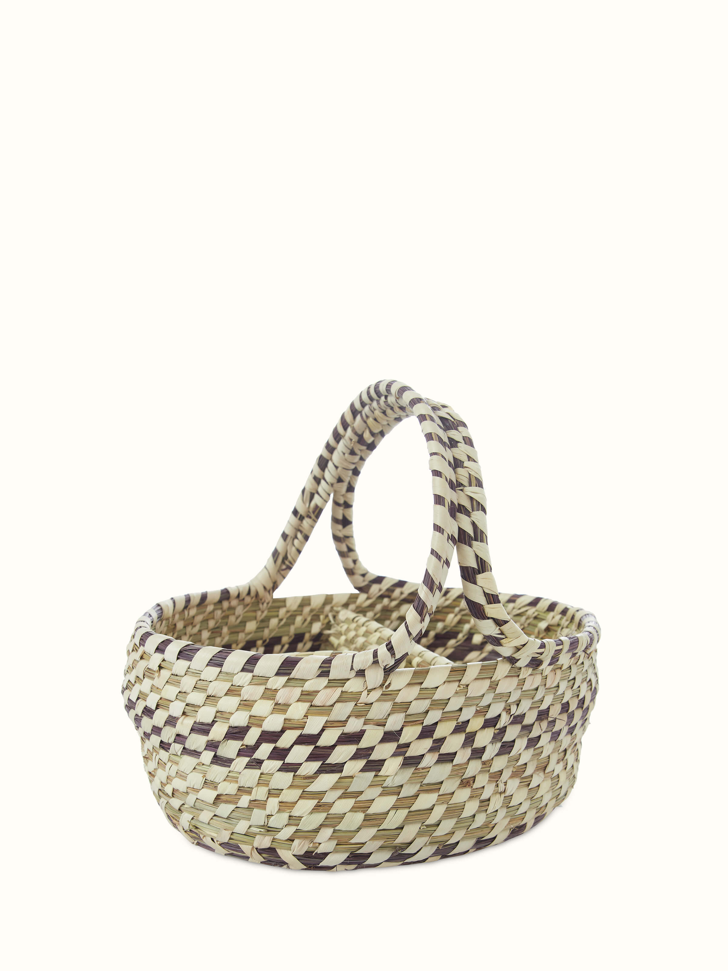 Front view of Kanshi basketry natural fibre cutlery holder featuring traditional basketry techniques and design