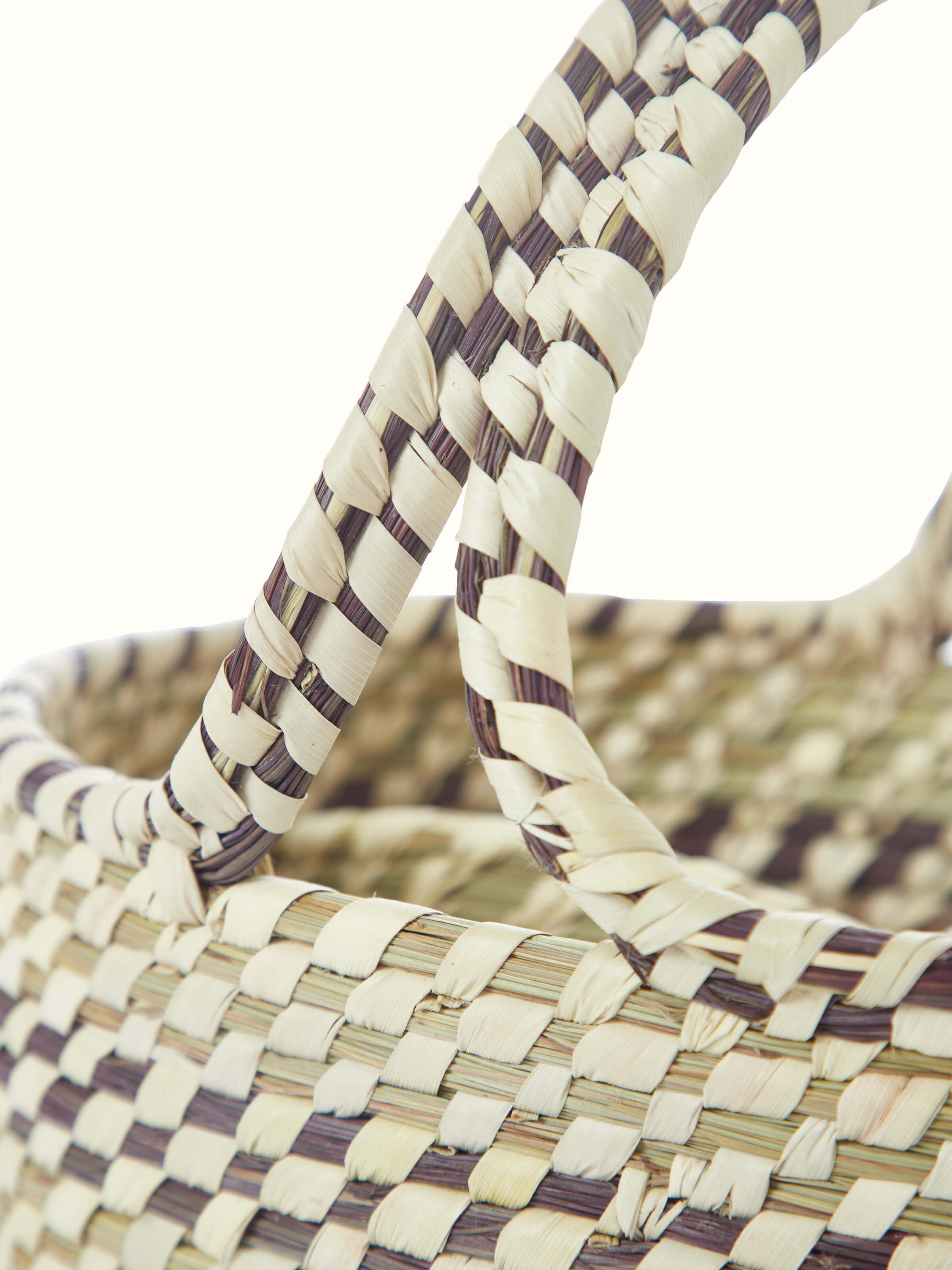 Detailed view of Kanshi basketry natural fibre cutlery holder showcasing the intricate basketry work and natural fibers