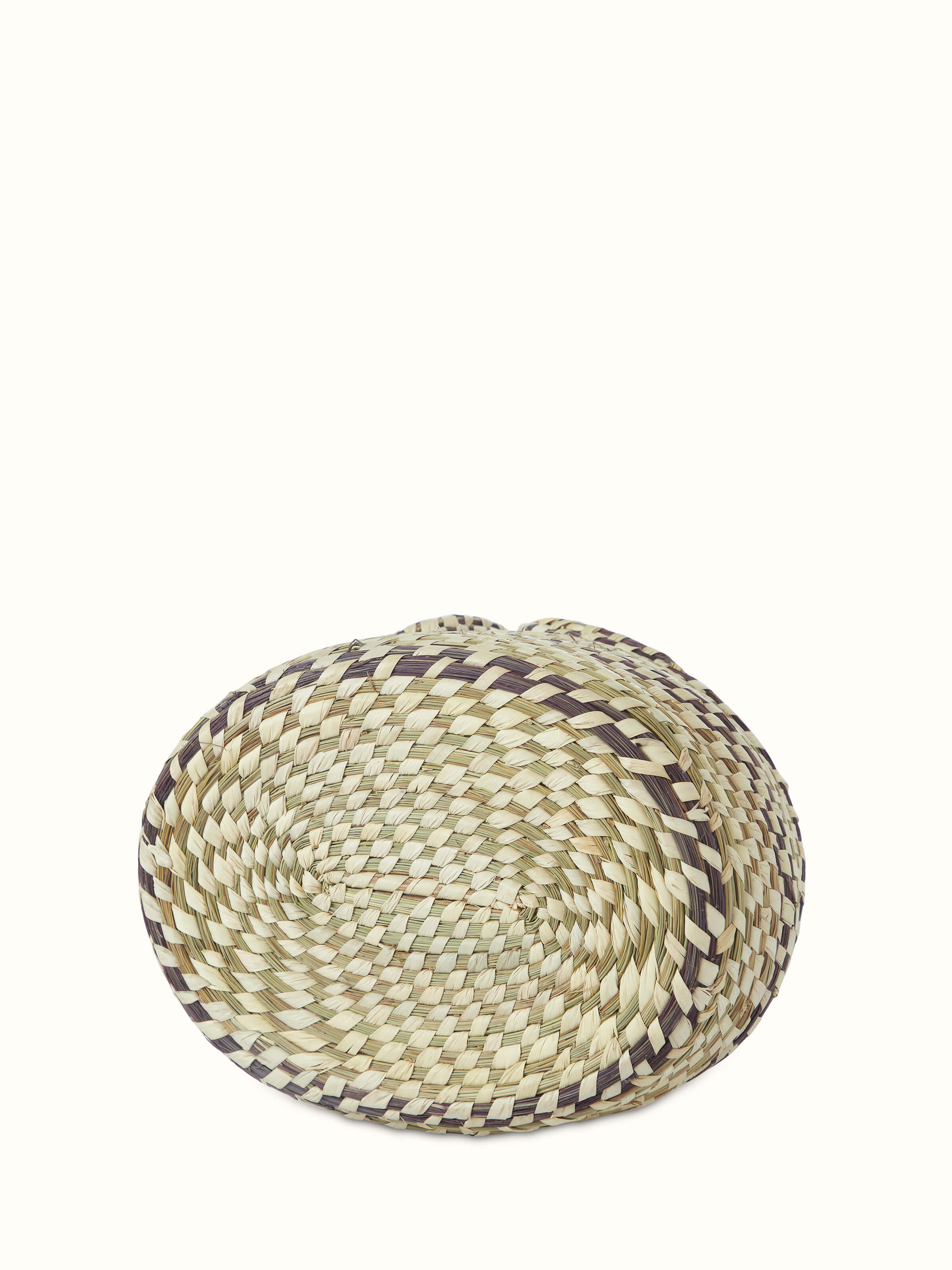 Top view of Kanshi basketry natural fibre cutlery holder highlighting the basketry design and functional details