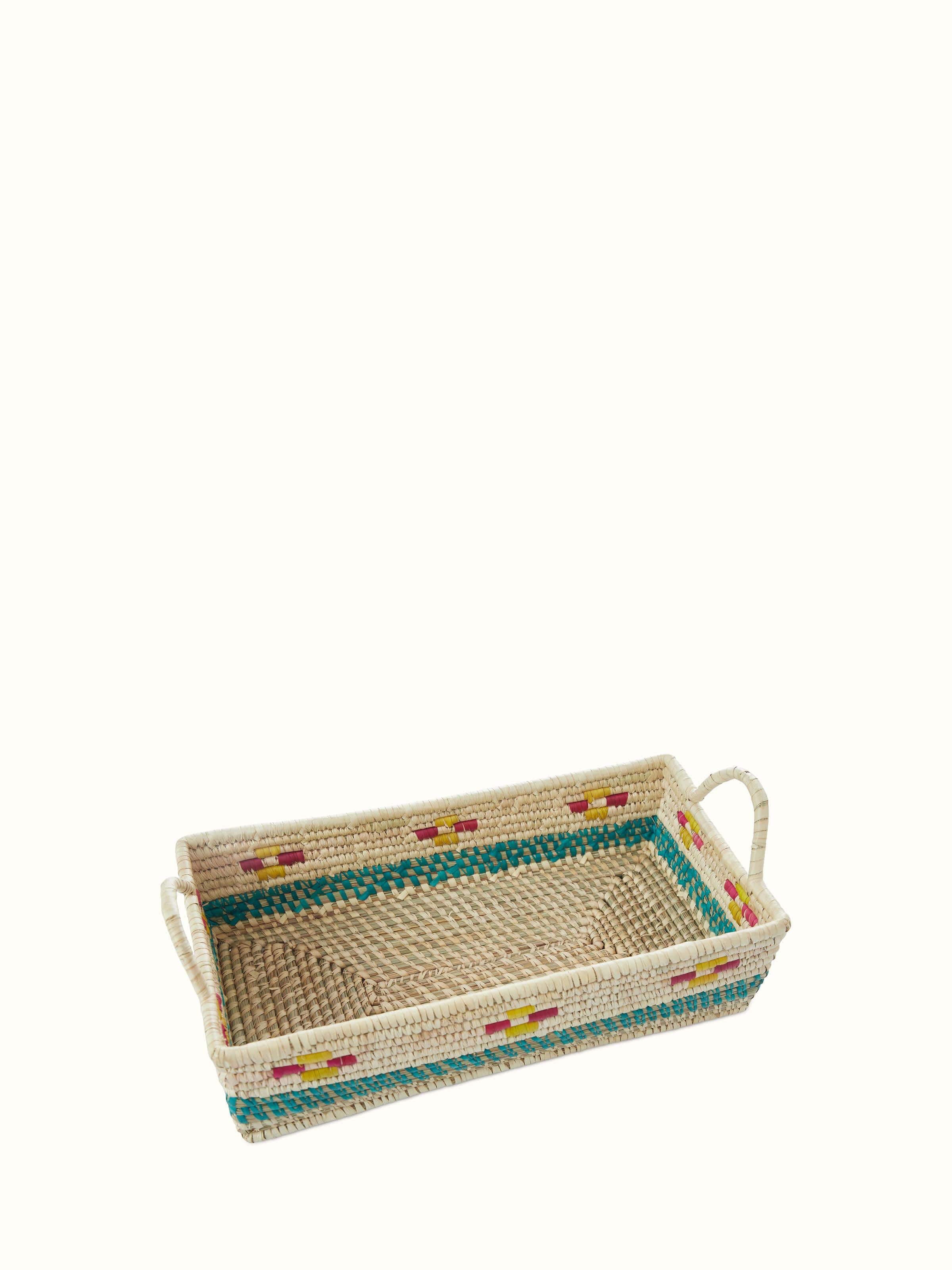 Detailed view of Kanshi basketry natural fibre chutni tray highlighting natural texture