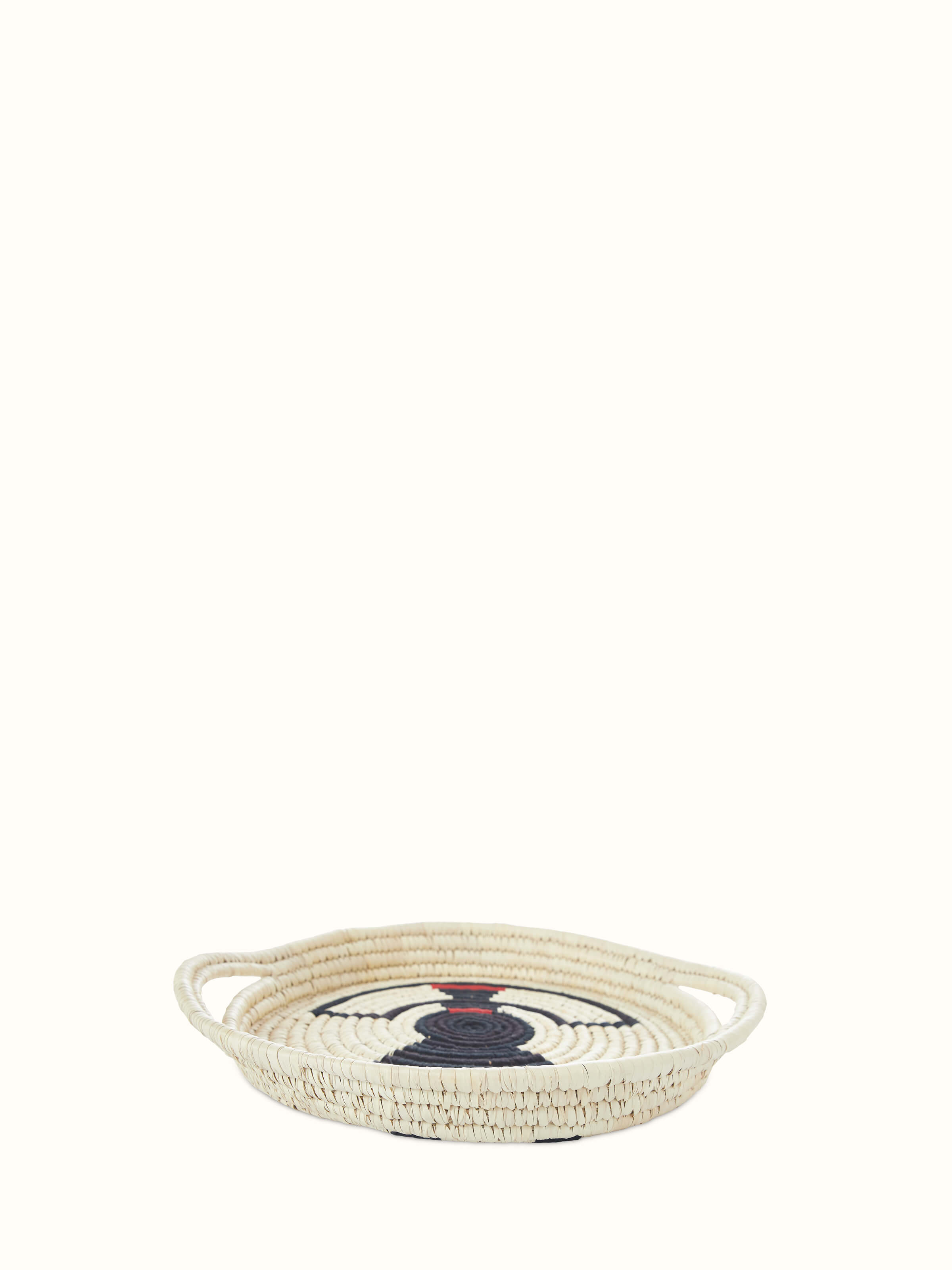 Front view of Kanshi Basketry Natural Fibre Tray showcasing traditional basketry techniques and natural fibers.