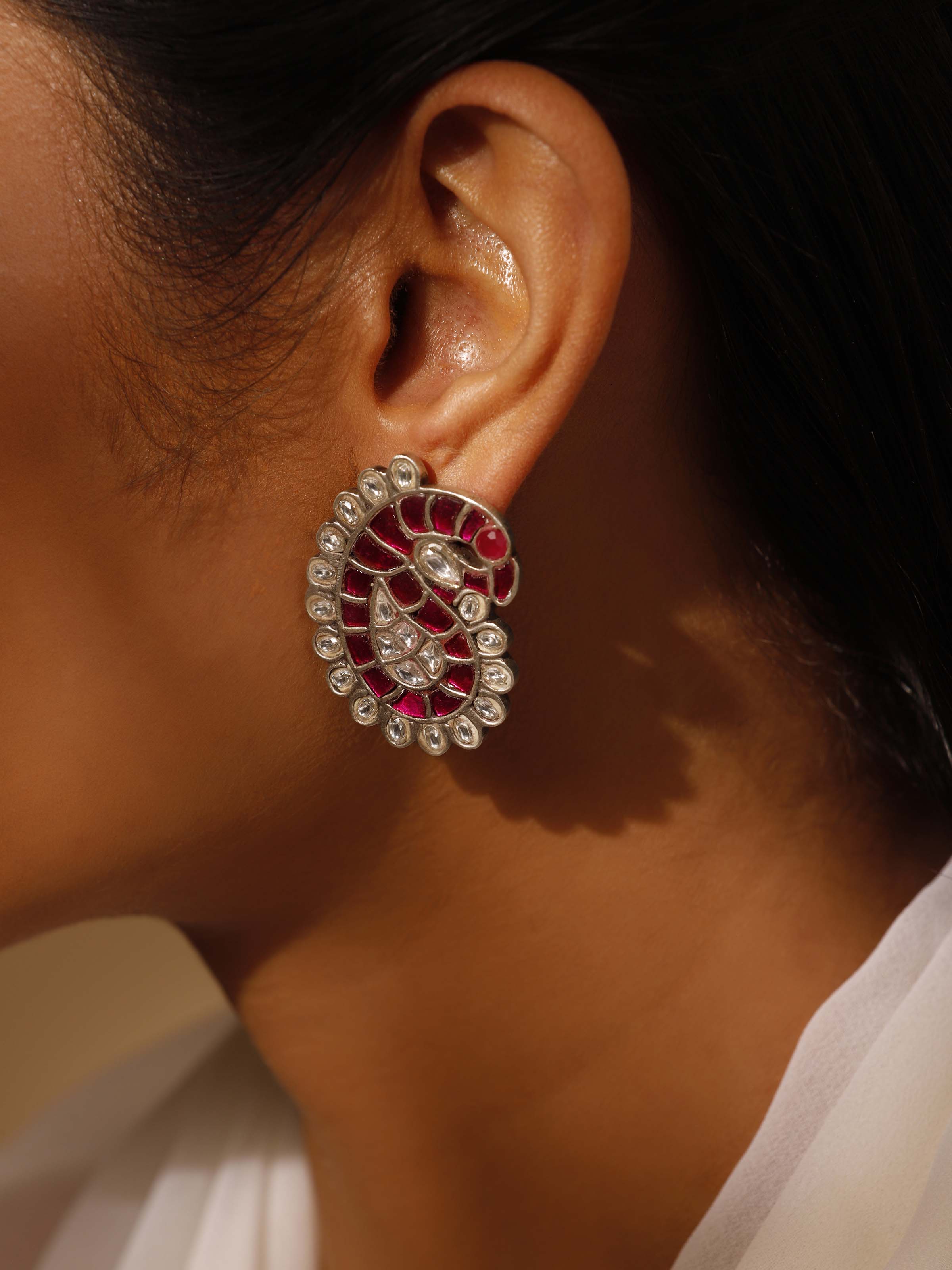 Side lifestyle view highlighting the minimal yet elegant stud design