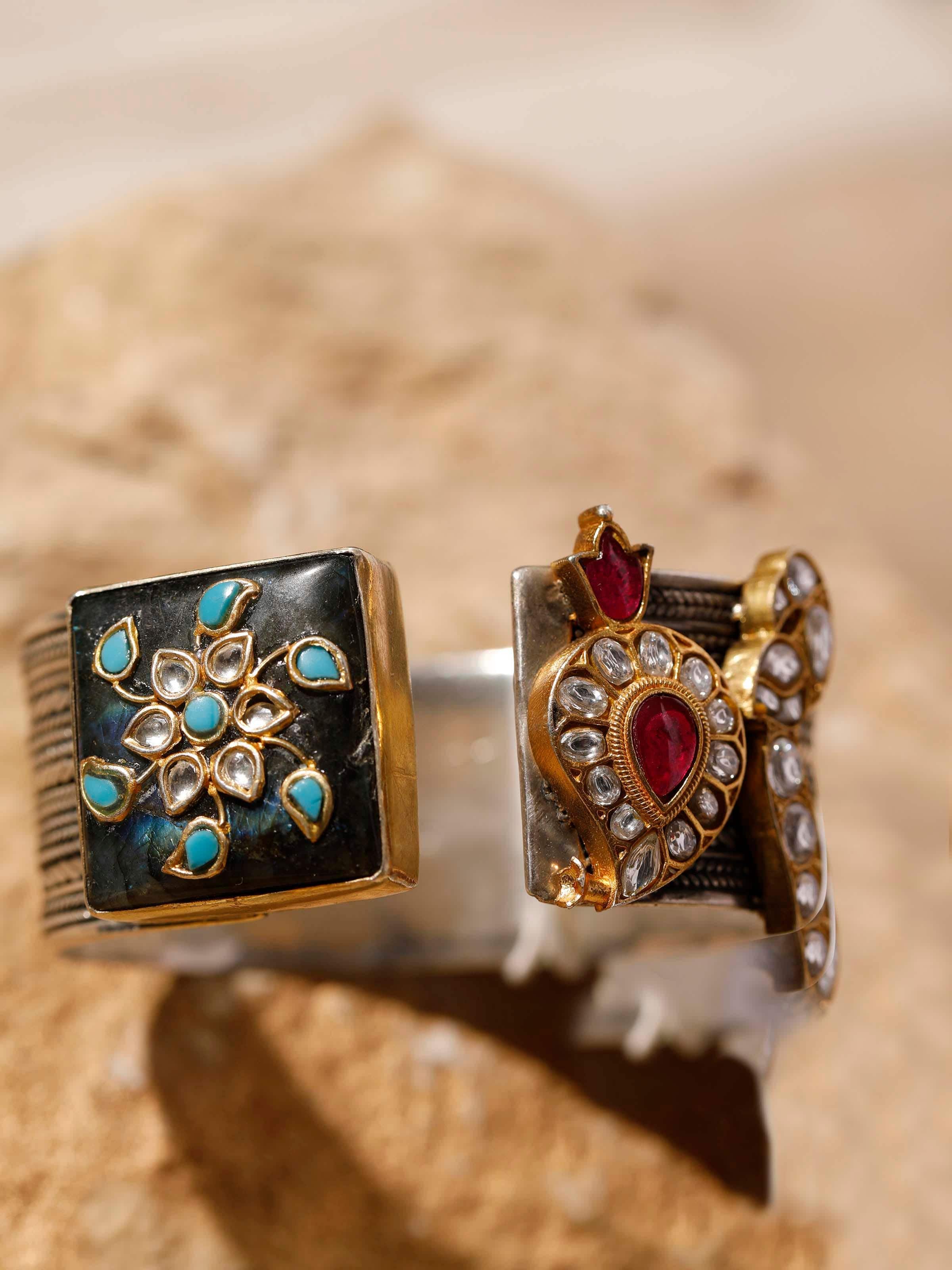 Back view of silver smithing bangle showing the secure fastening and overall craftsmanship.