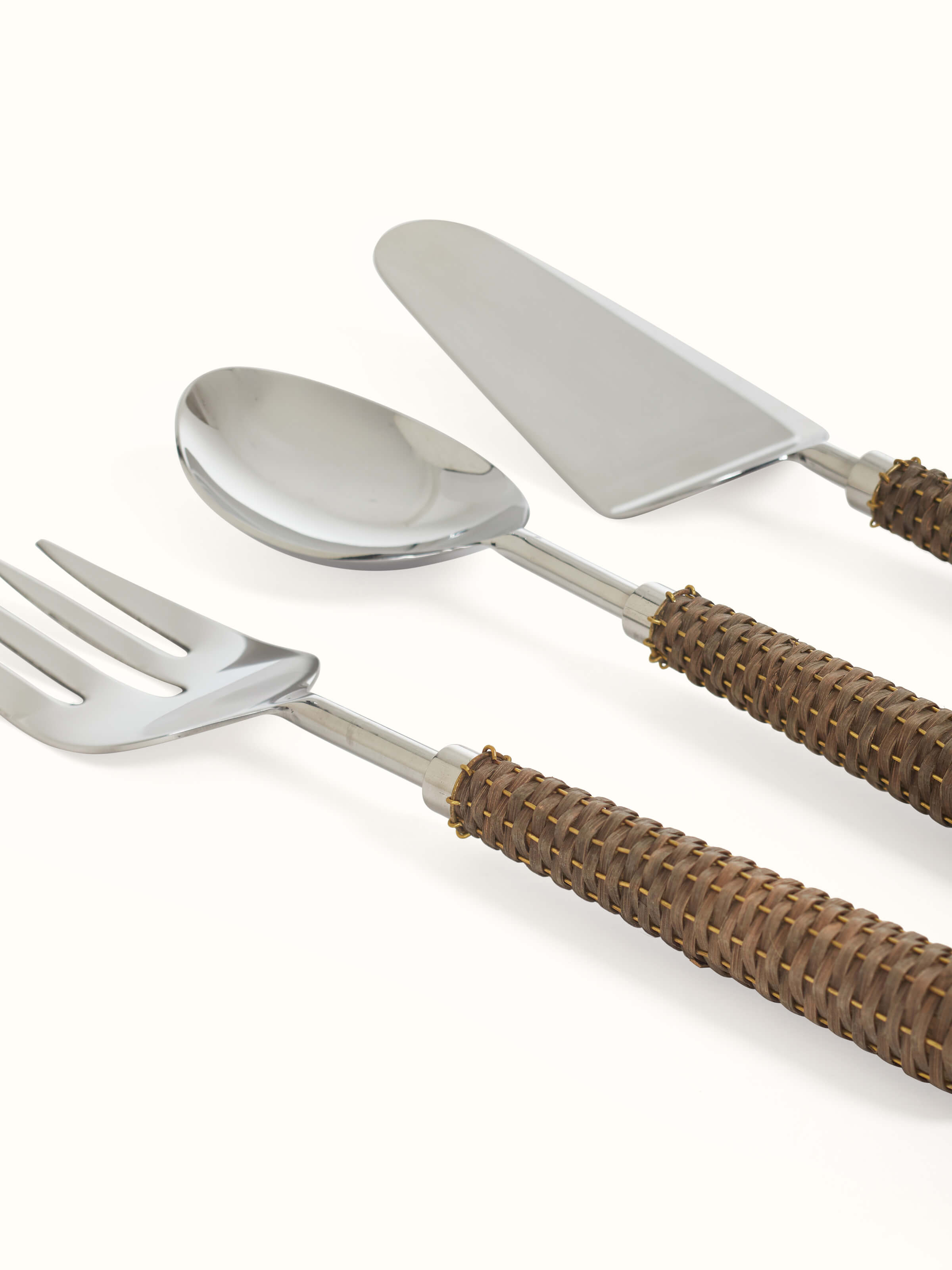 Detailed view of Stainless Steel Cutlery with Rattan Handles (3 pcs)