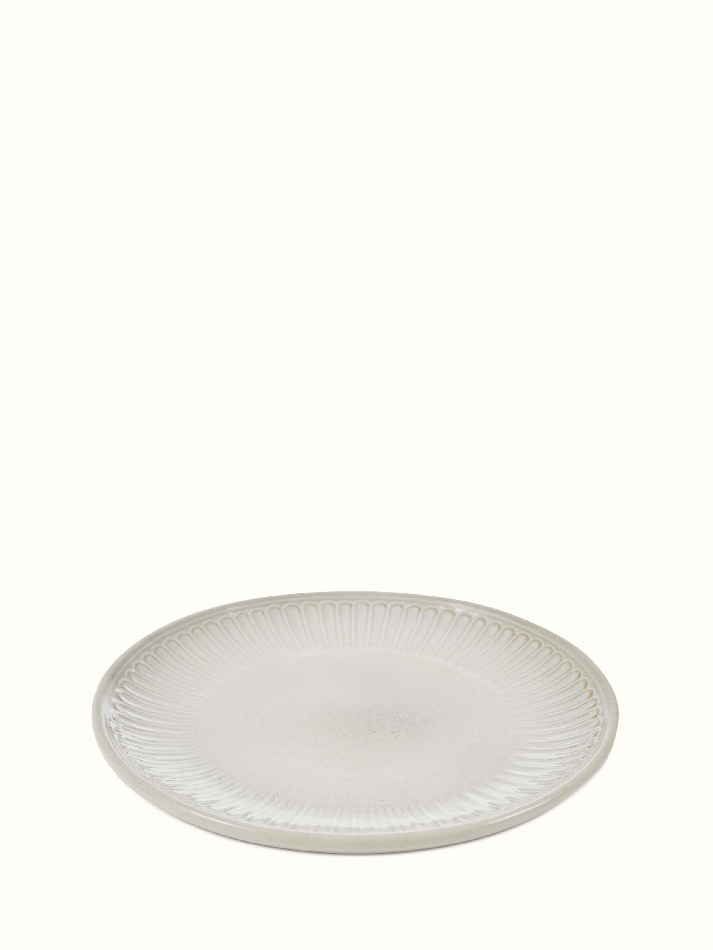 Top view of Studio Pottery Ceramic Dinner Plates in White, displaying the full surface and uniform color