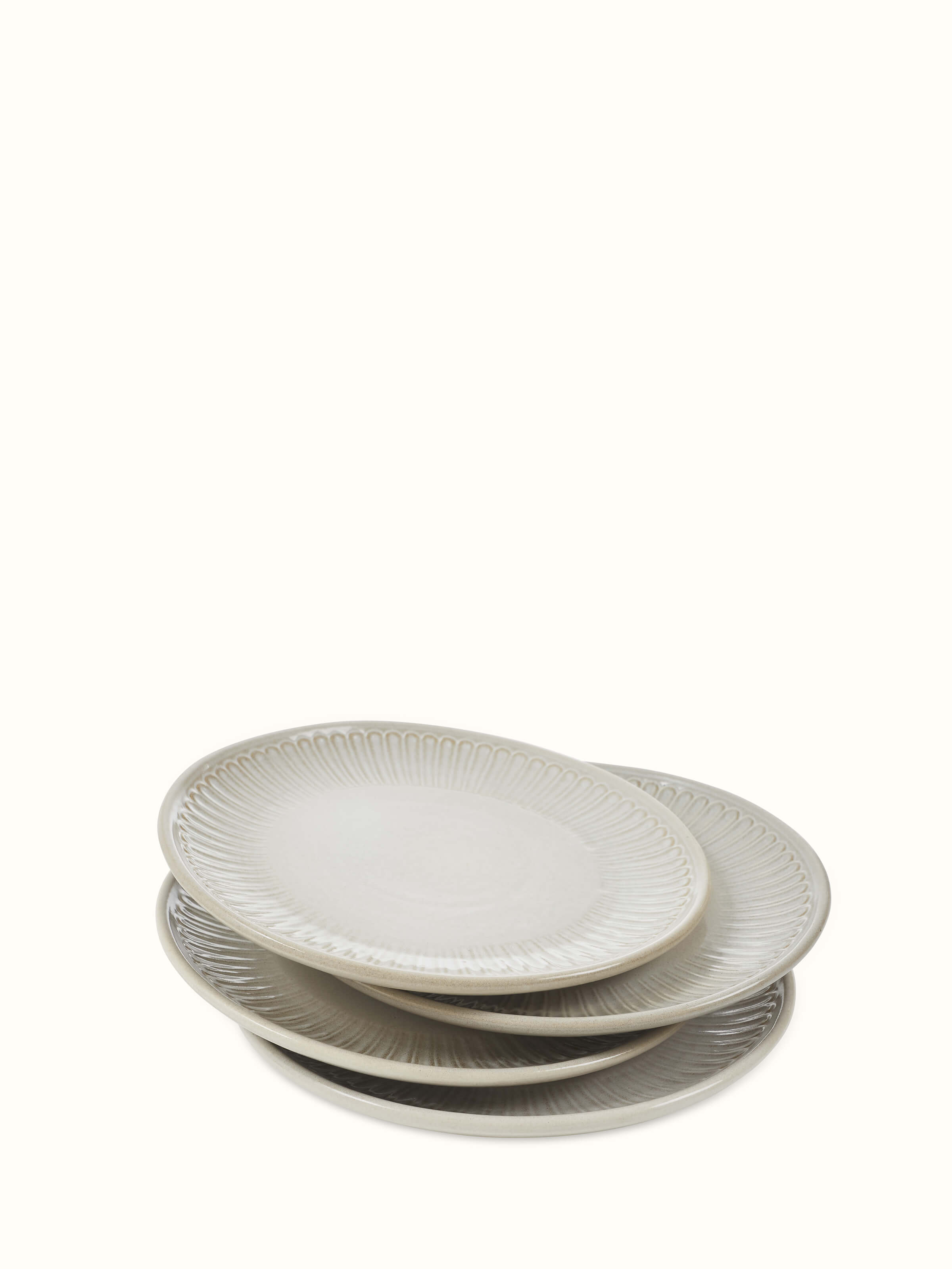 Front view of Studio Pottery Ceramic Dinner Plates in White, set of 4, showcasing a clean, classic design