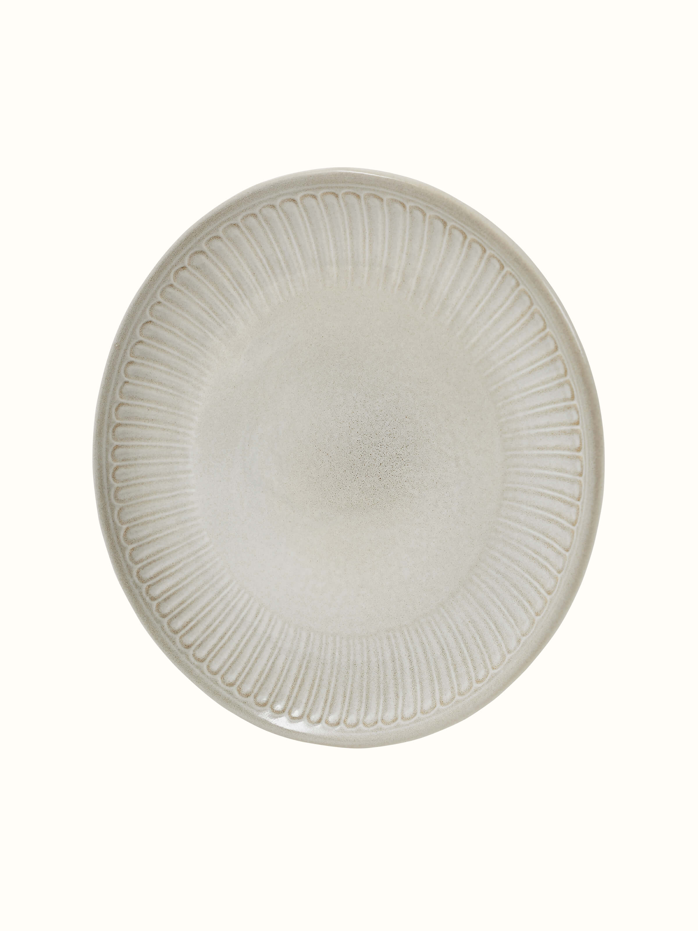 Artistic angle of Studio Pottery Ceramic Dinner Plates in White, showing the plates arranged on a table