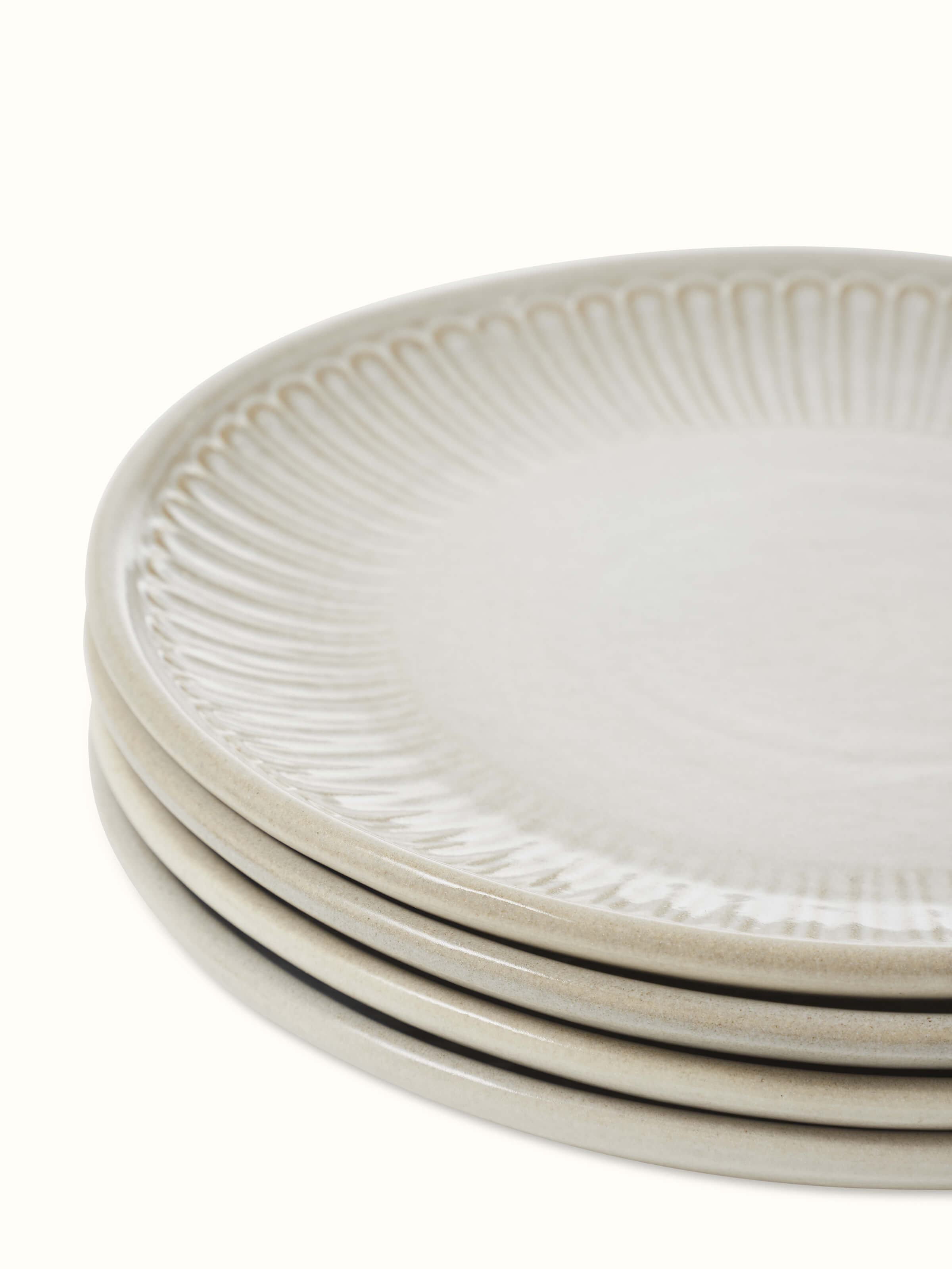 Detailed view of Studio Pottery Ceramic Dinner Plates in White, showcasing the smooth edges and overall design