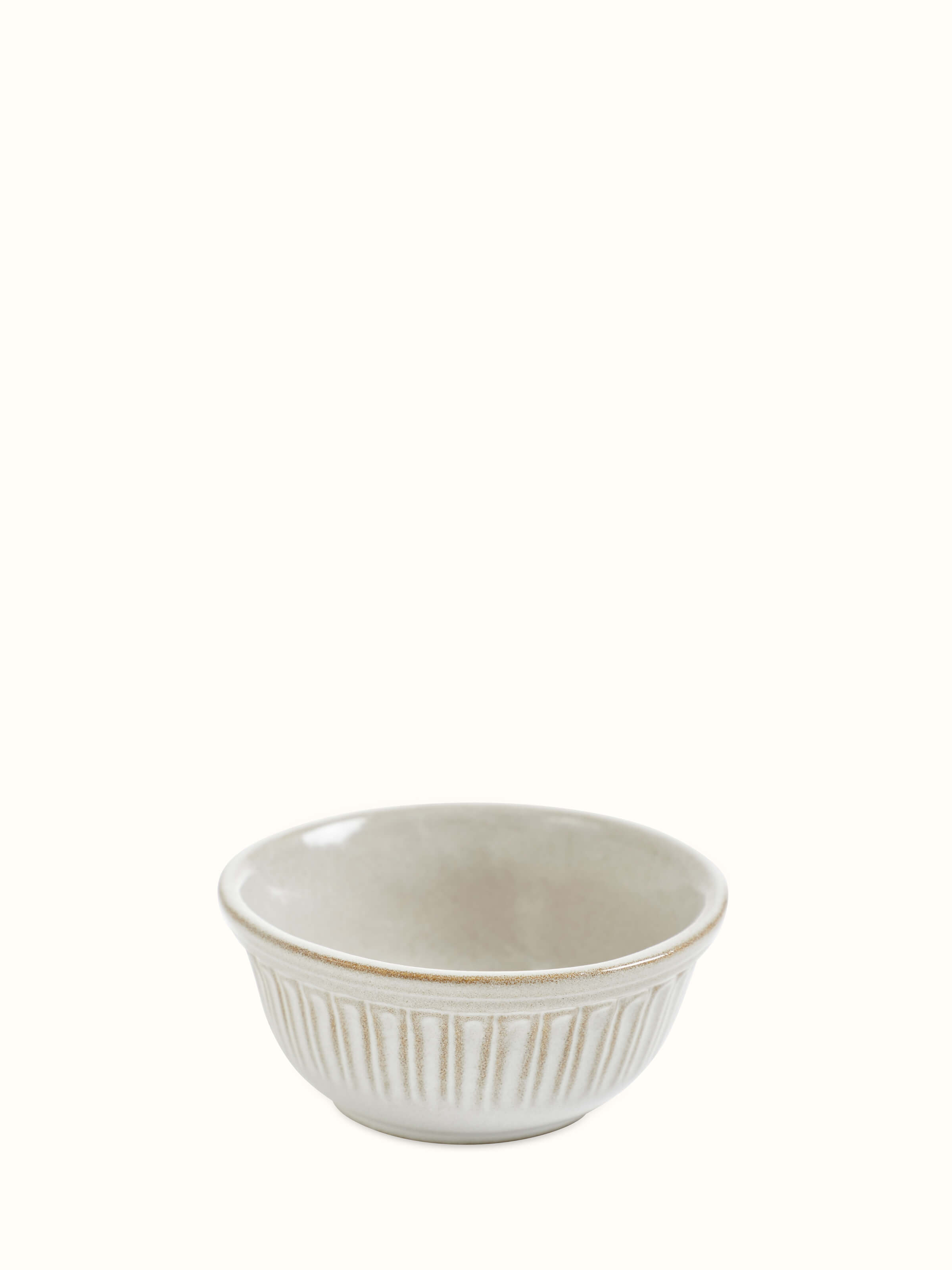 Top view of Glass-finished studio pottery ceramic dinner bowls in white (4 pcs) highlighting the clean, glossy surface and uniform shape