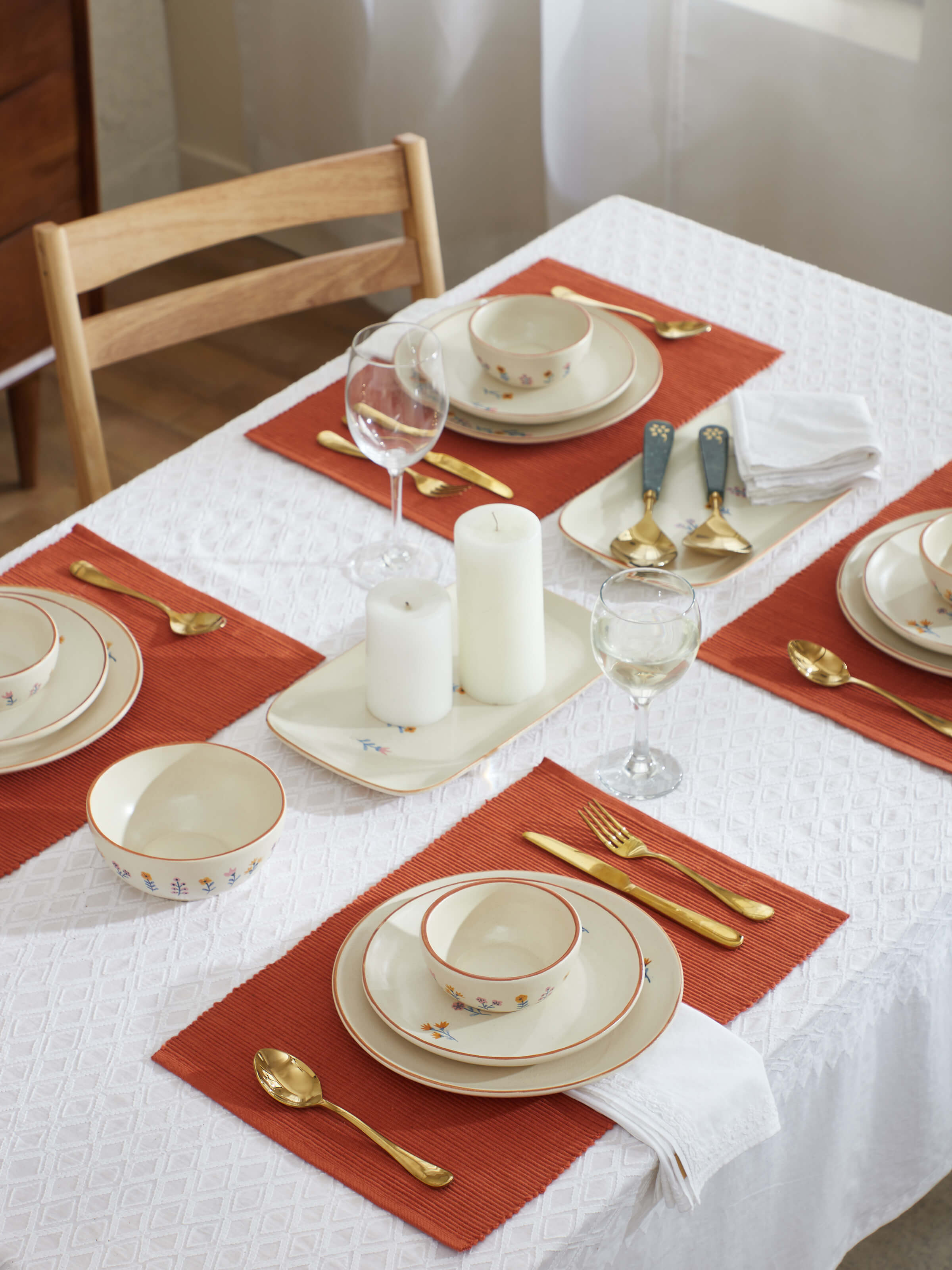 Side view of Studio Pottery Ceramic Dinner Bowls in Beige, showing the shape and elegant design