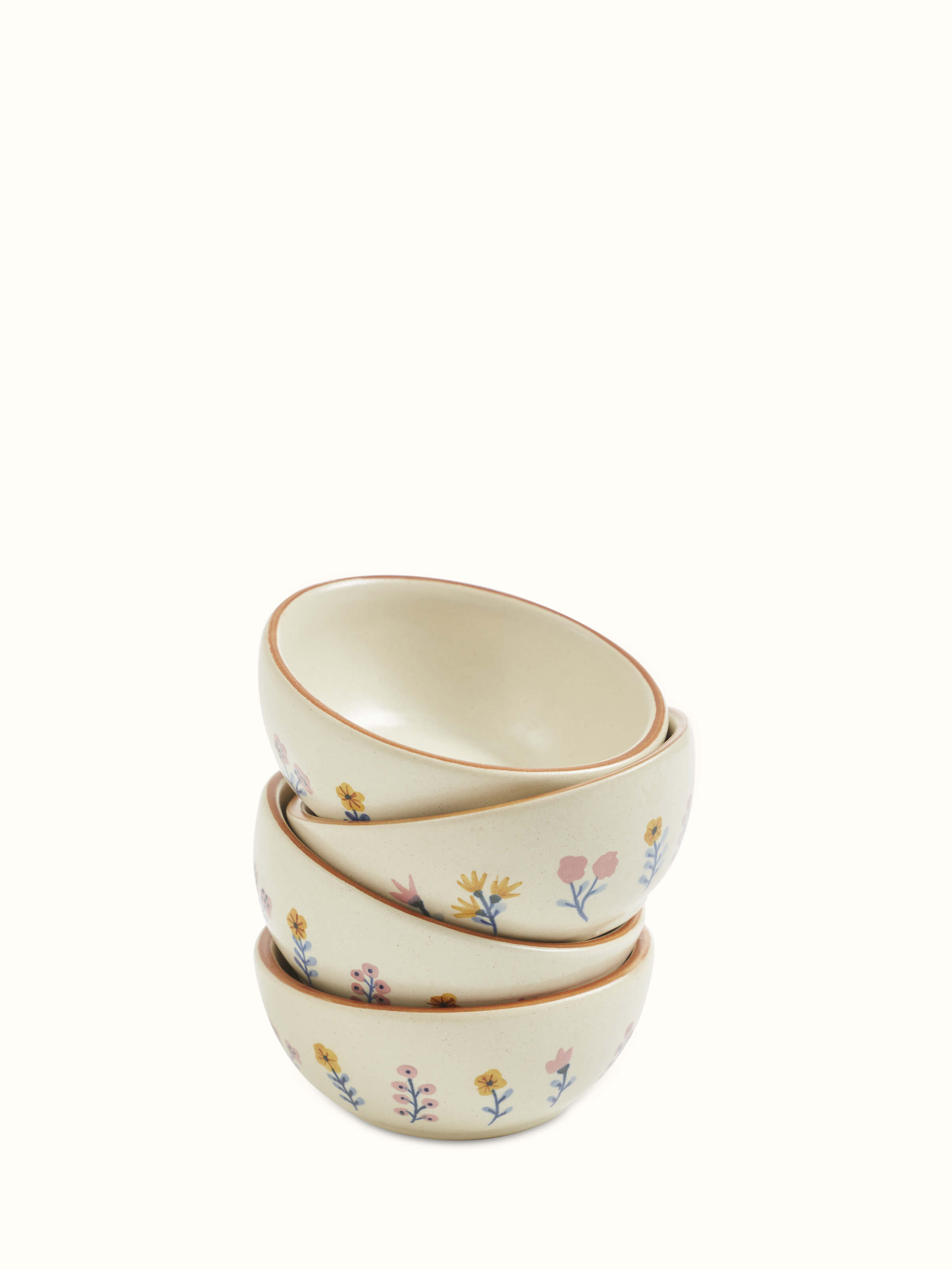 Detailed top view of Studio Pottery Ceramic Dinner Bowls in Beige, highlighting the smooth finish and subtle texture