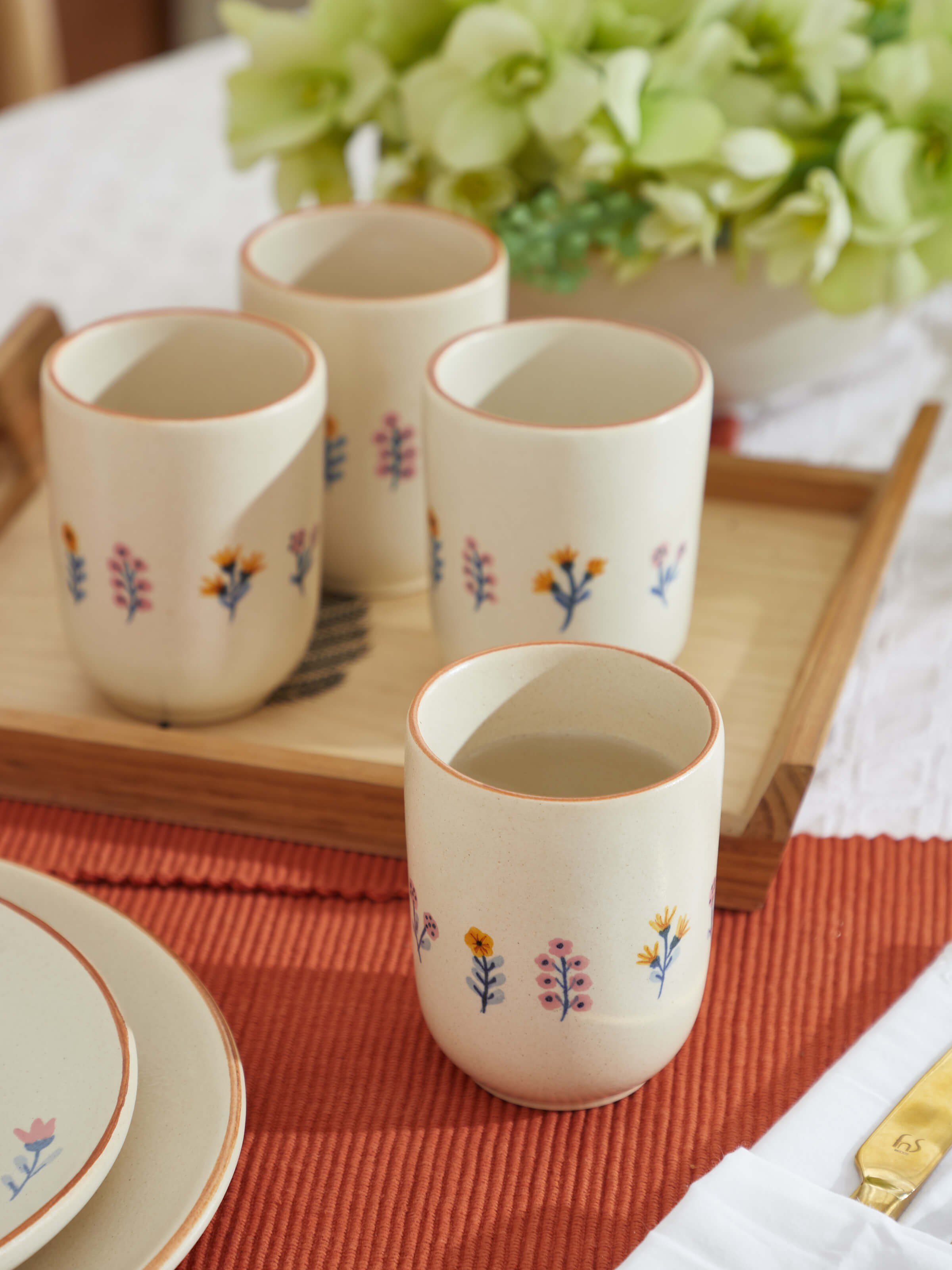 Side view of Studio Pottery Ceramic Water Tumblers (4 pcs), highlighting the smooth finish and craftsmanship