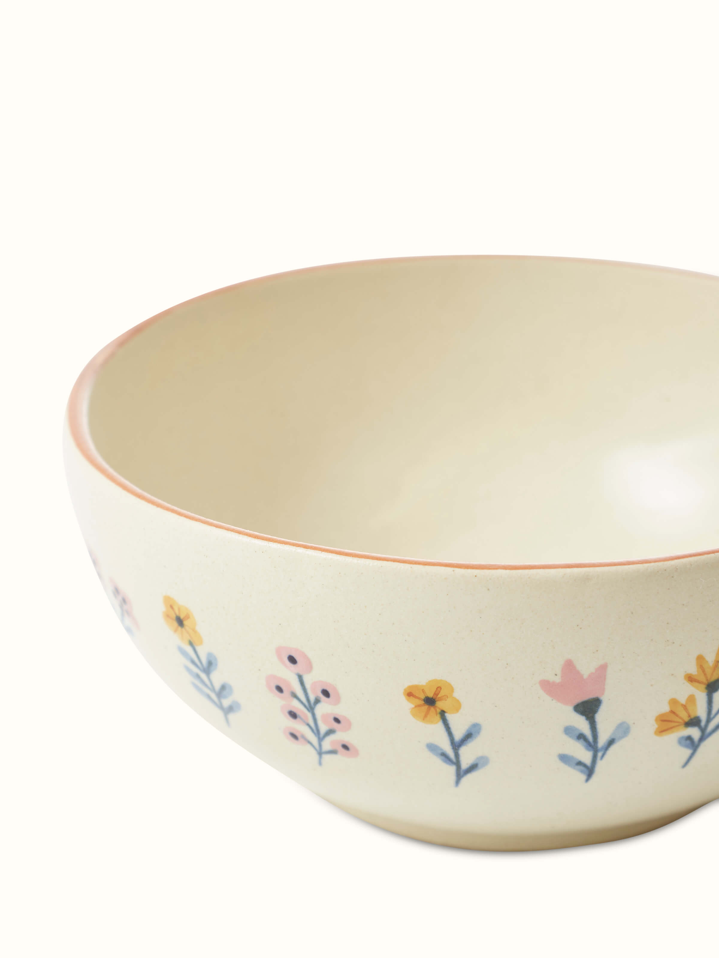 Top view of satin finish studio pottery ceramic serving bowl, displaying the spacious interior and elegant design.