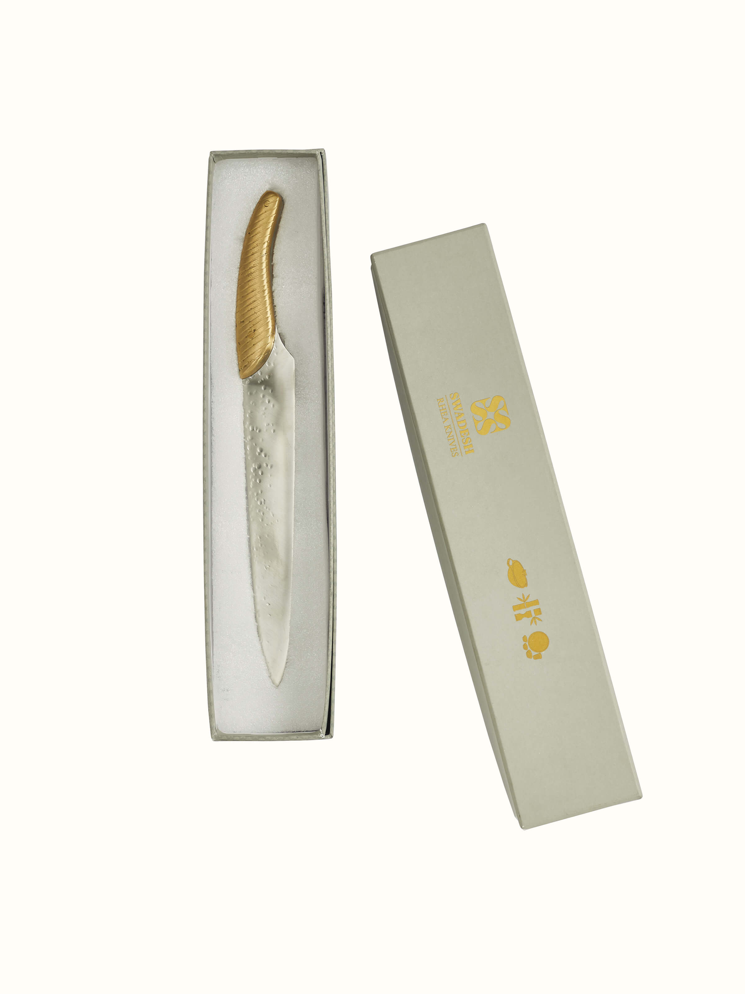 Angled view of Reha Stainless Steel Cleaver Knife showcasing ergonomic handle design