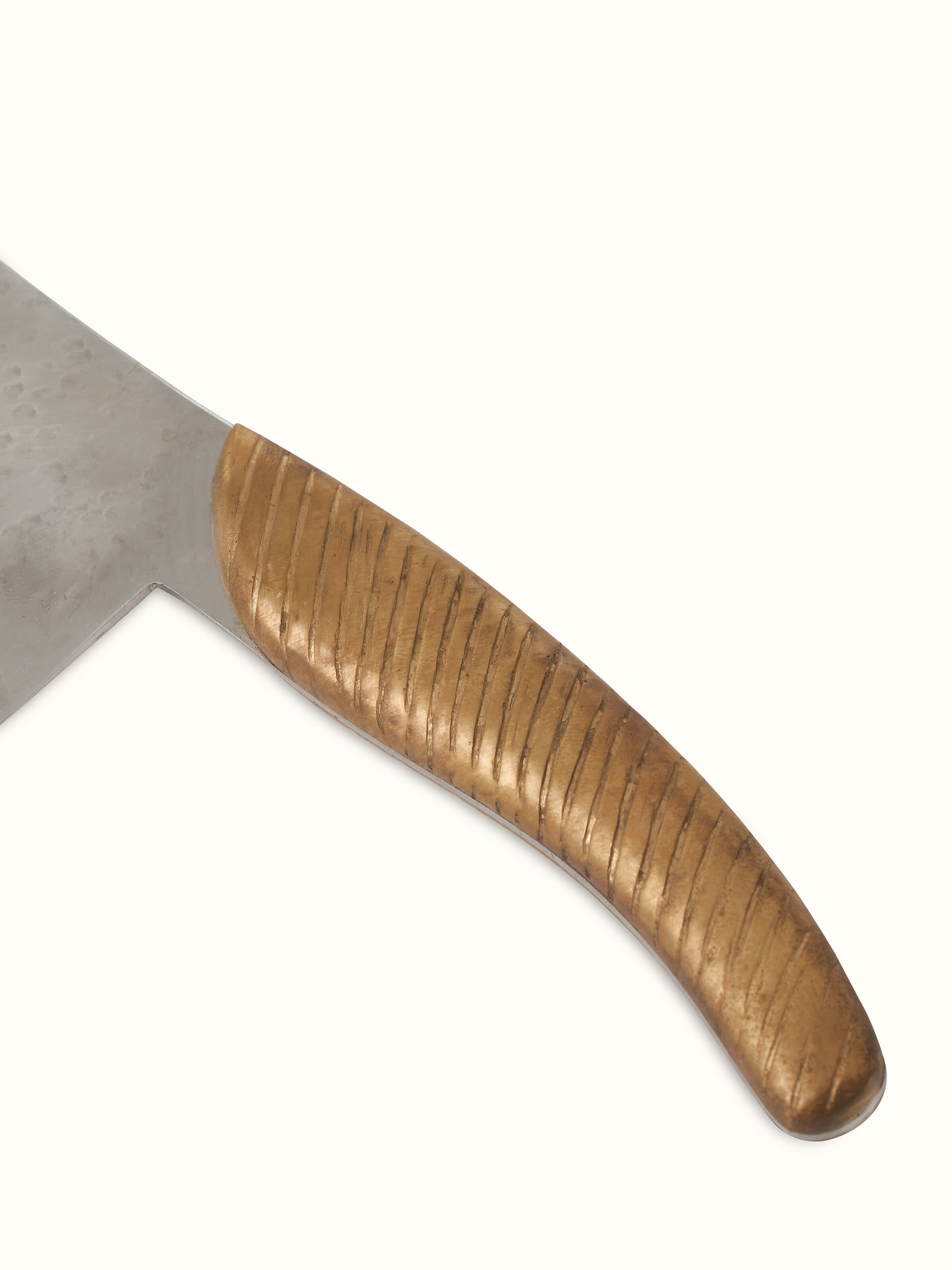 Close-up of Reha Stainless Steel Cleaver Knife highlighting the precision of the blade.