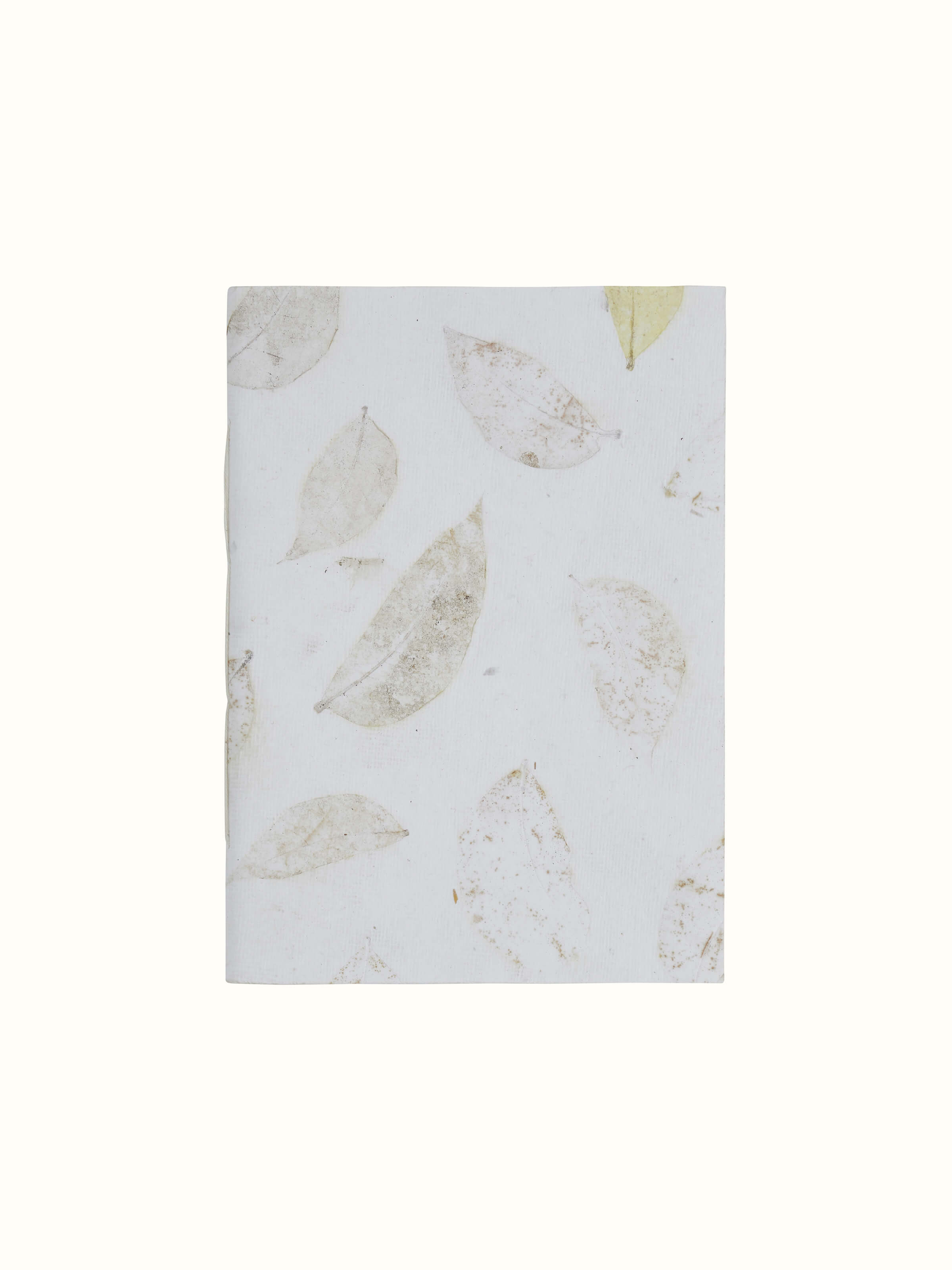 Front view of Auroville handmade paper notebook white with 40 sheets