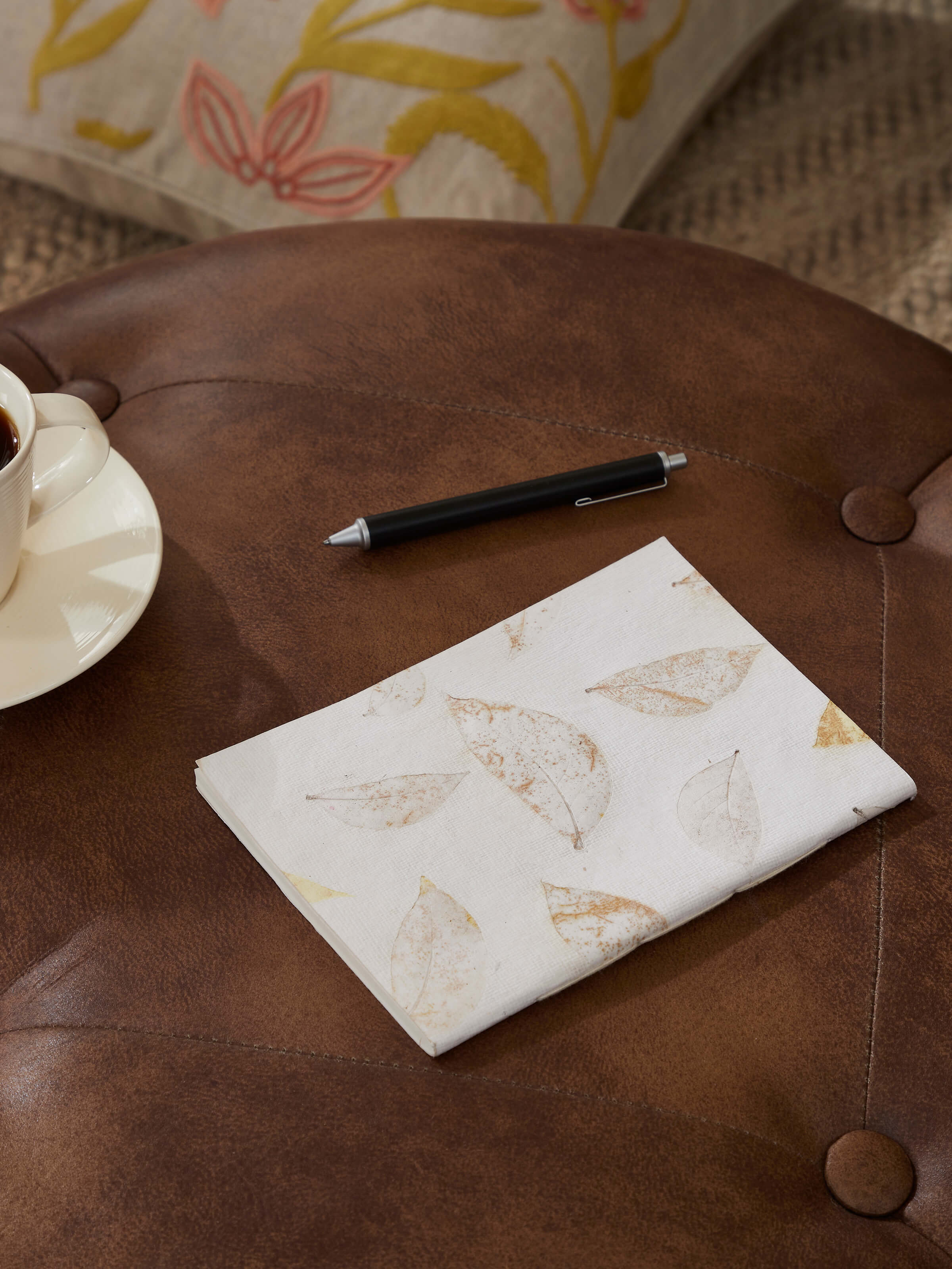 Top view of Auroville handmade paper notebook white (40 sheets)