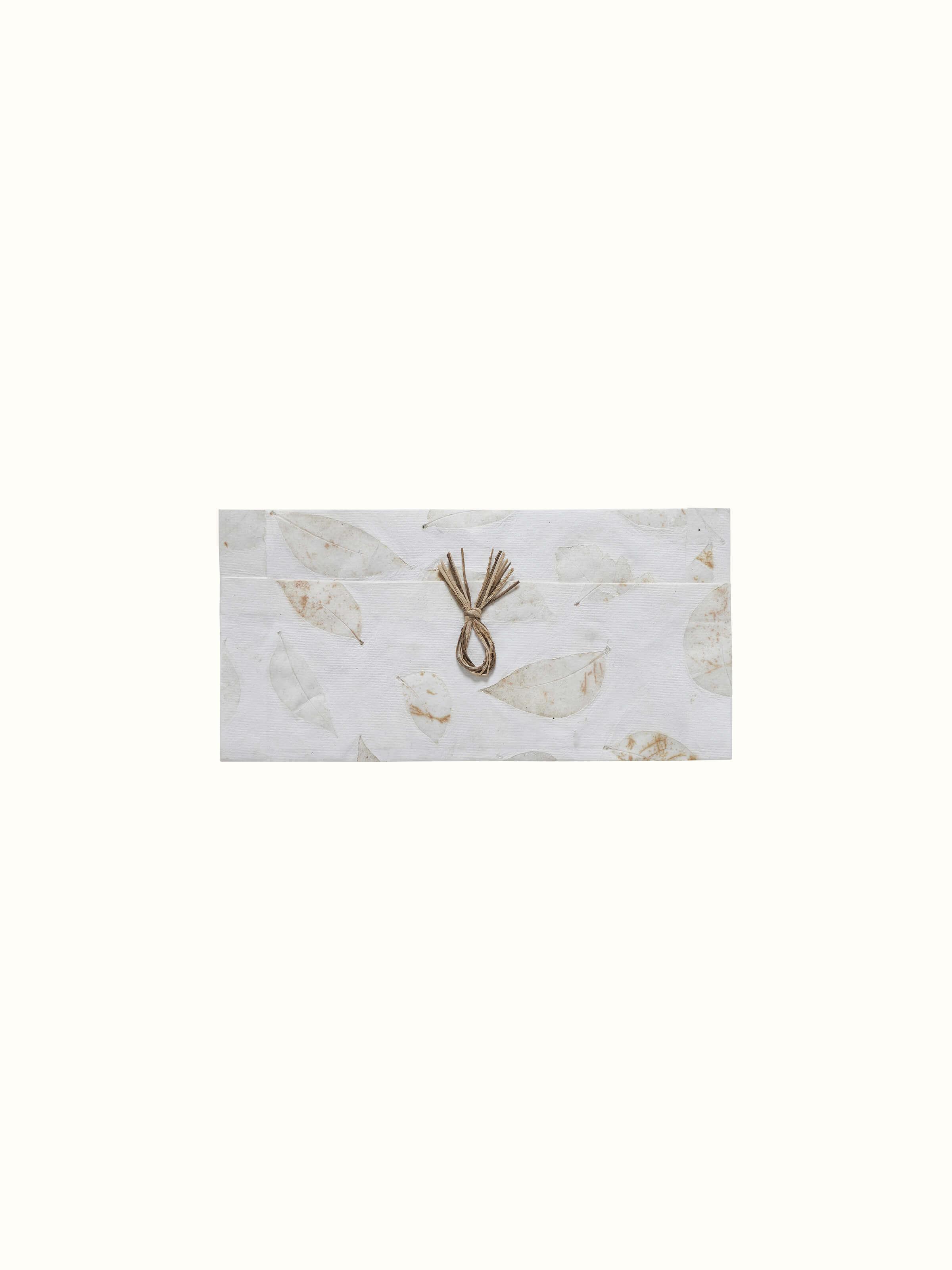 Detailed view of Auroville handmade paper money envelopes in white color (3 pcs)