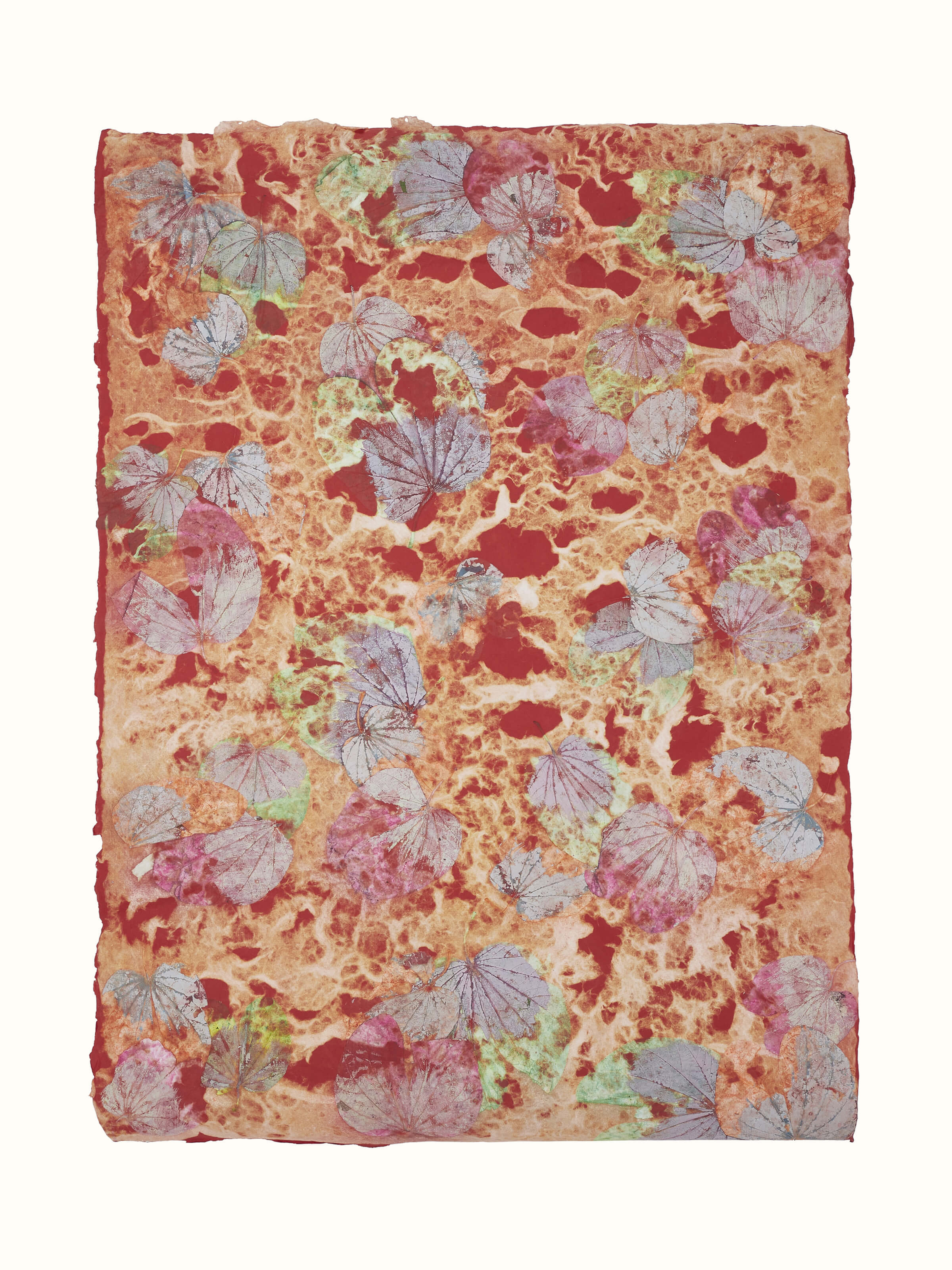 Front view of Auroville Handmade Paper Wrapping Sheets Red (2 pcs) showcasing vibrant red color and fine texture