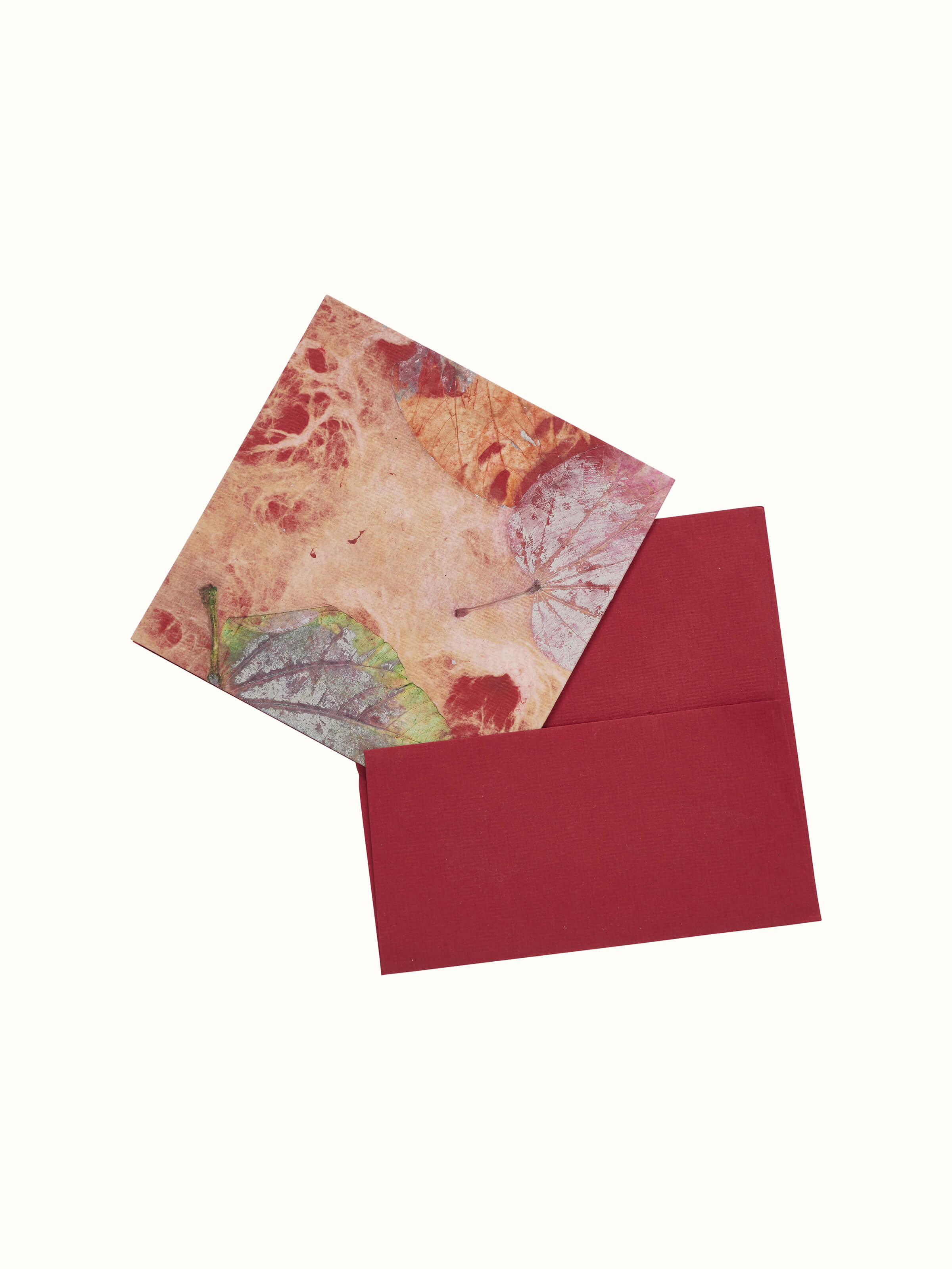 Front view of Auroville Handmade Paper Money Envelopes in red, showcasing a set of three beautifully crafted envelopes