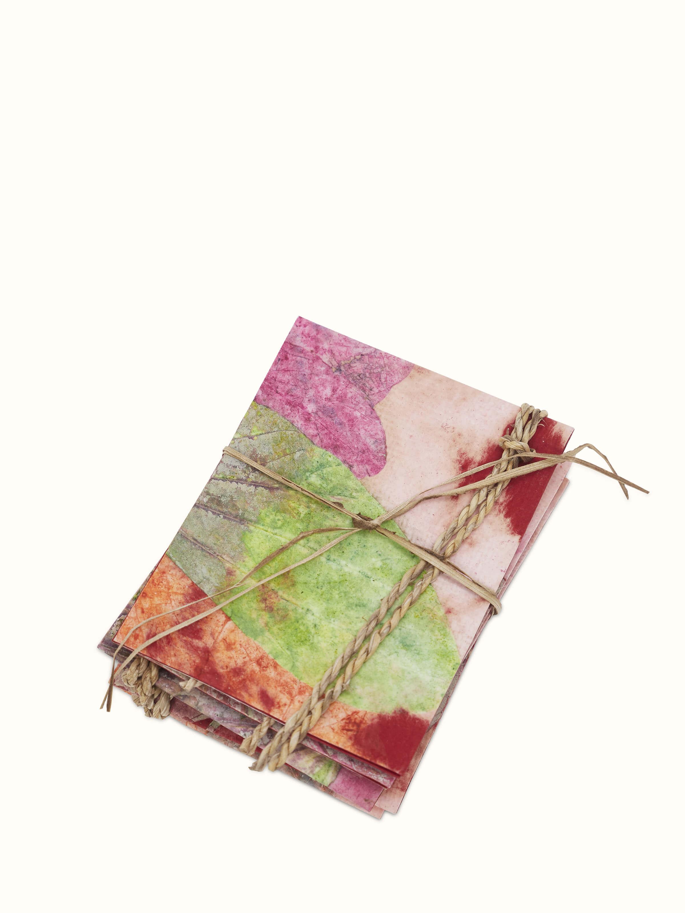 Detailed view of Auroville handmade paper gift tags pink (5 pcs)
