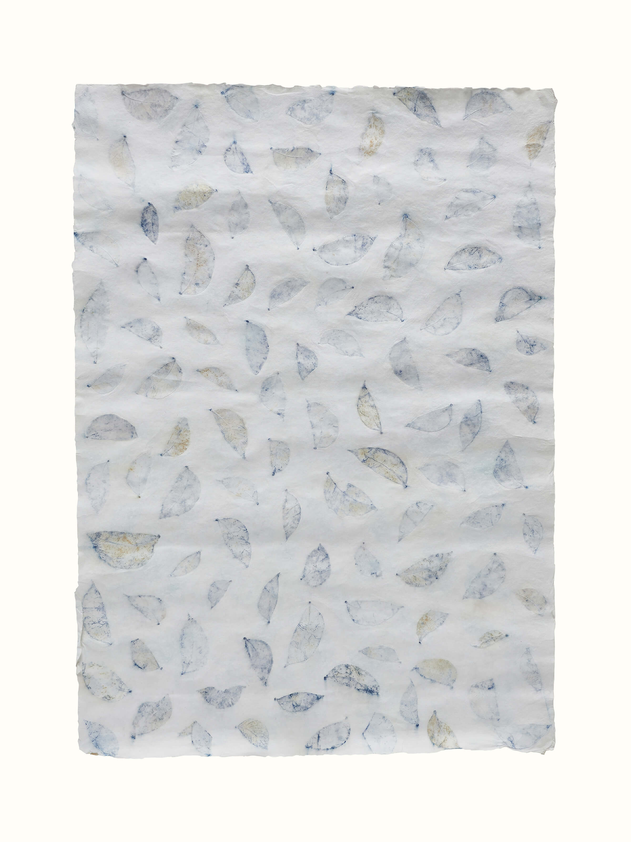 Top view of Auroville handmade paper wrapping sheets in blue, showcasing the full layout and vibrant color