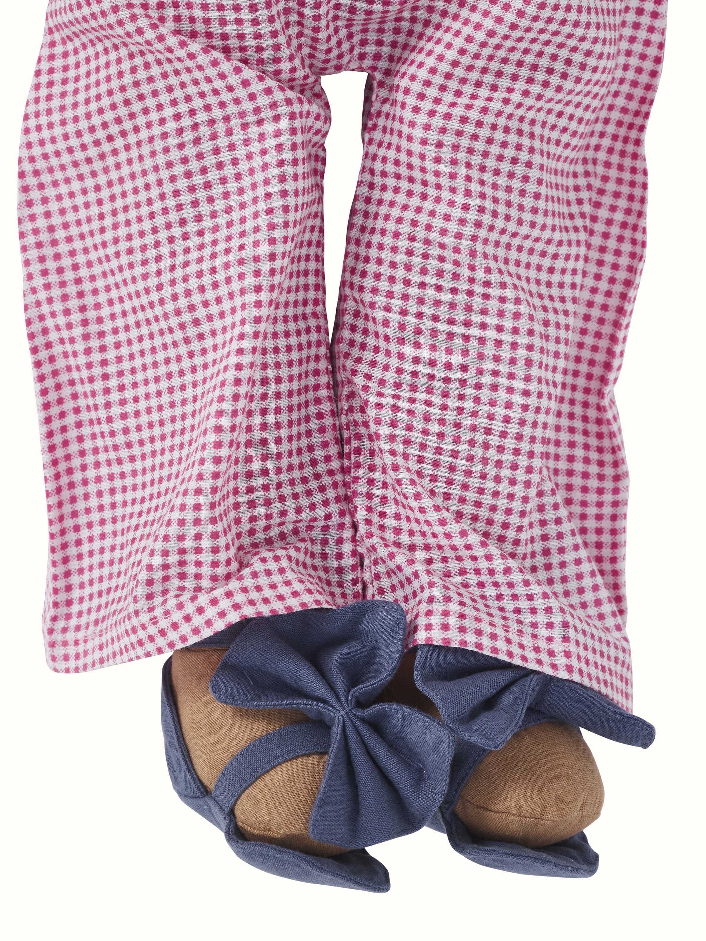 Back view of Cotton & polyester doll set in pink, highlighting the overall design and fabric quality.