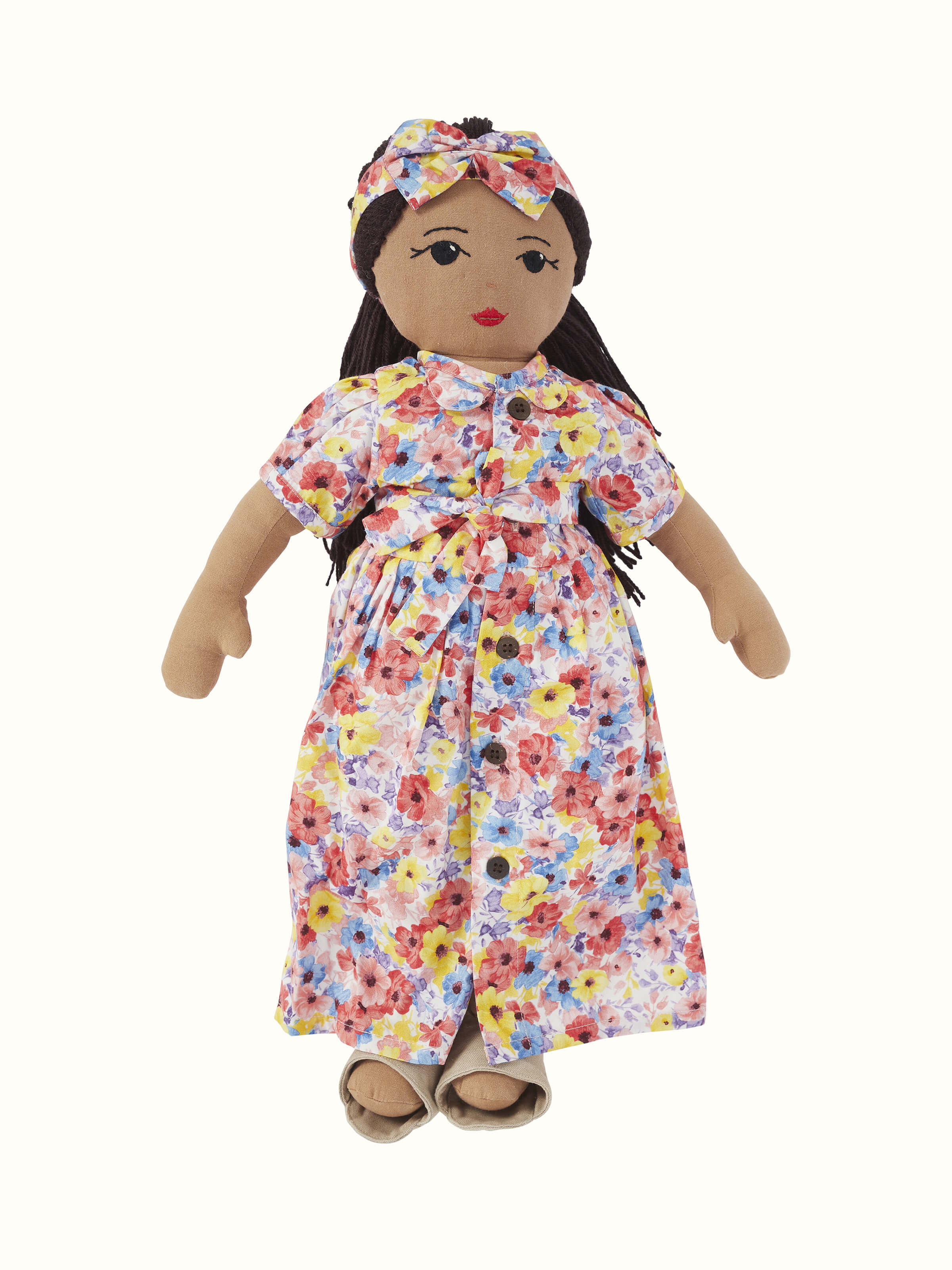 Side view of Cotton & Polyester Doll Dress Set displaying detailed design and fabric texture.