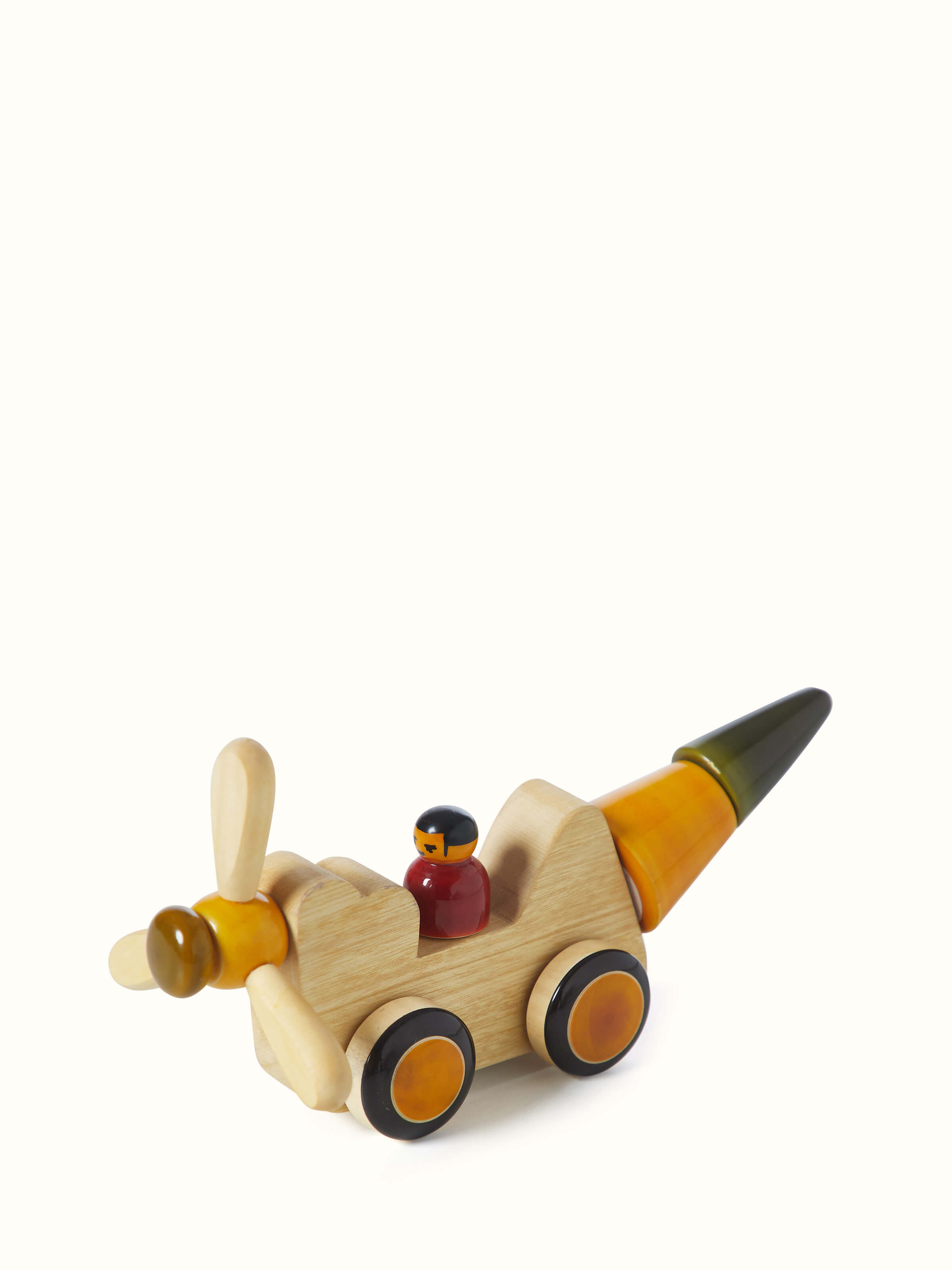 Detailed close-up of Channapatna ivory wood chip chop yellow emphasizing craftsmanship and finish