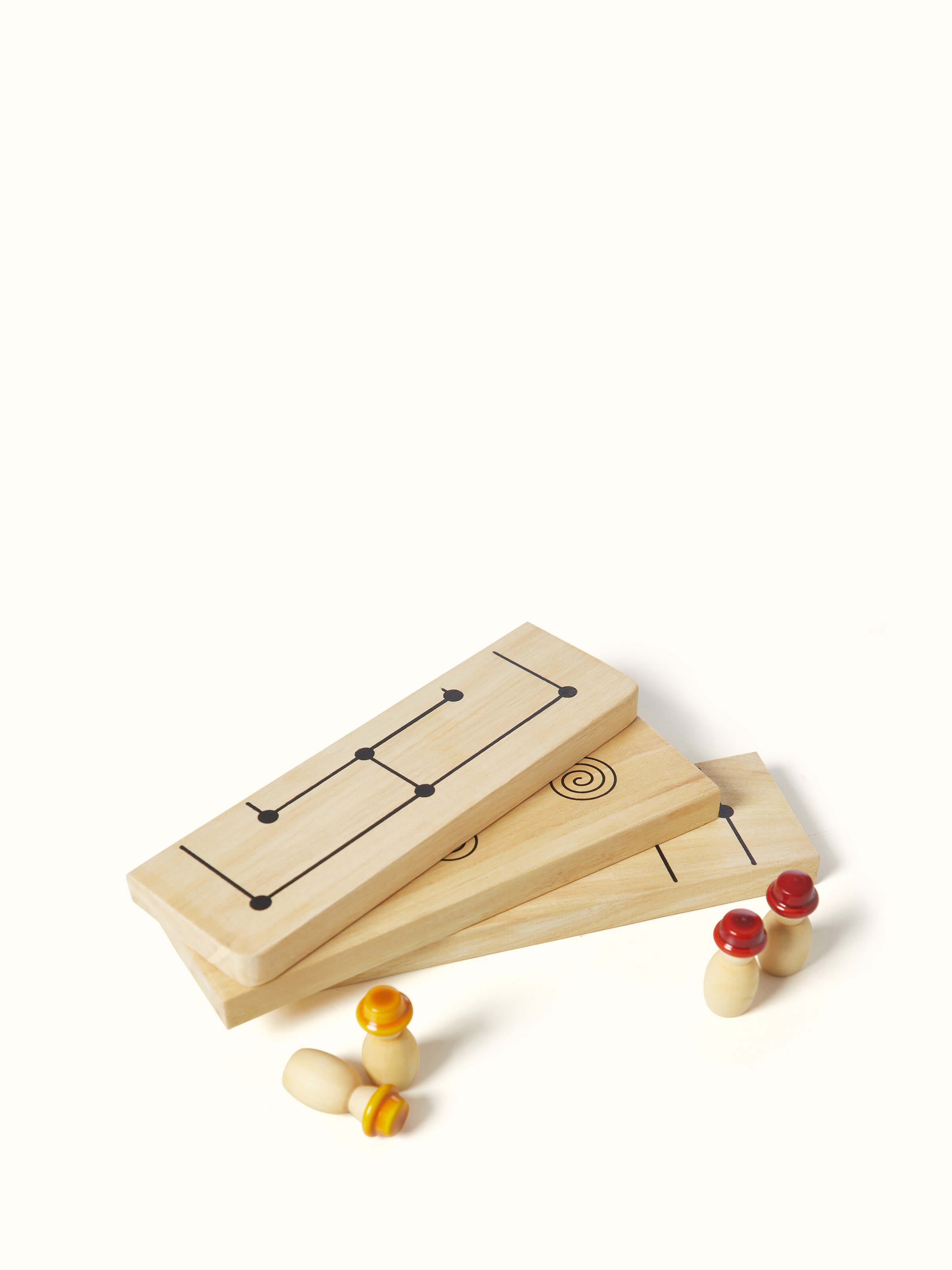 Top view of Channapatna ivory wood six men's morris off-white