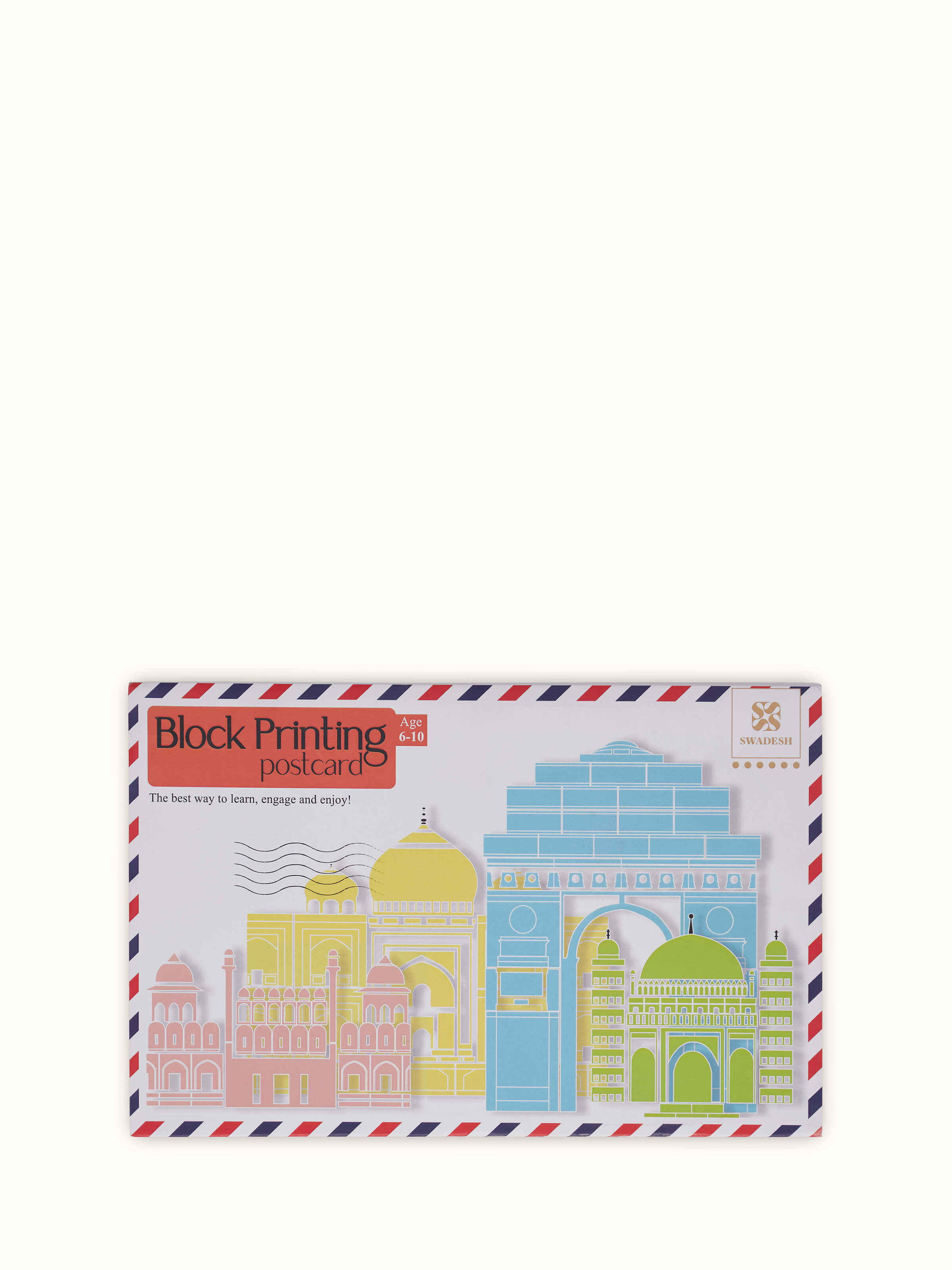 Front view of Block-Making Wooden Historical Monuments Puzzle (White), showcasing the various pieces and design