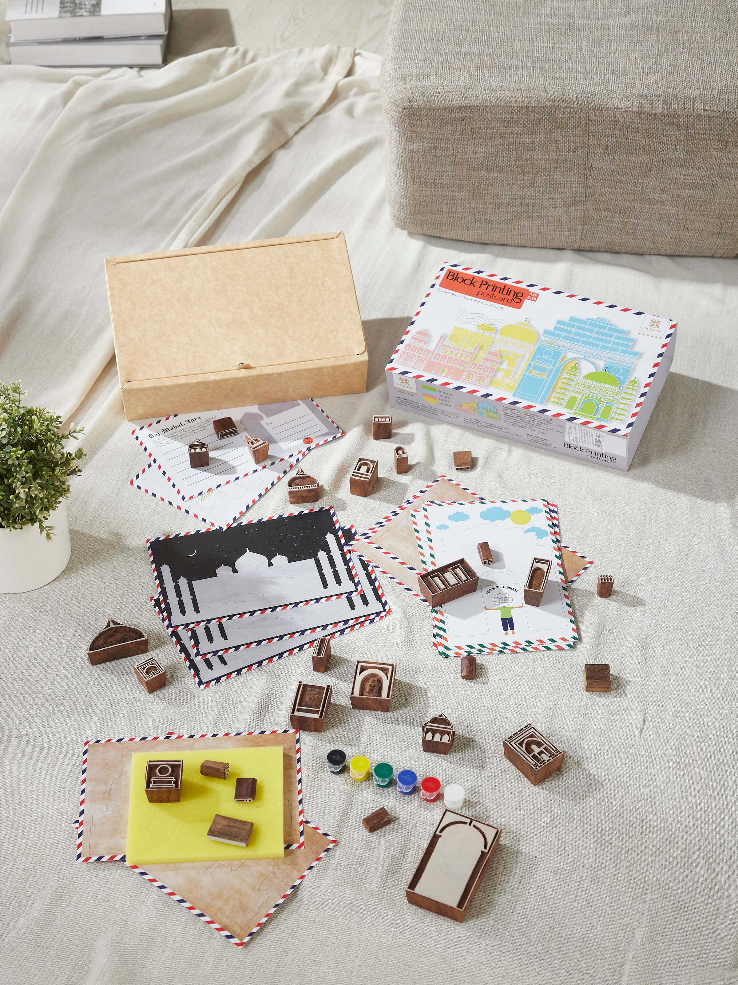 Top view of Block-Making Wooden Historical Monuments Puzzle (White), highlighting the detailed wooden blocks