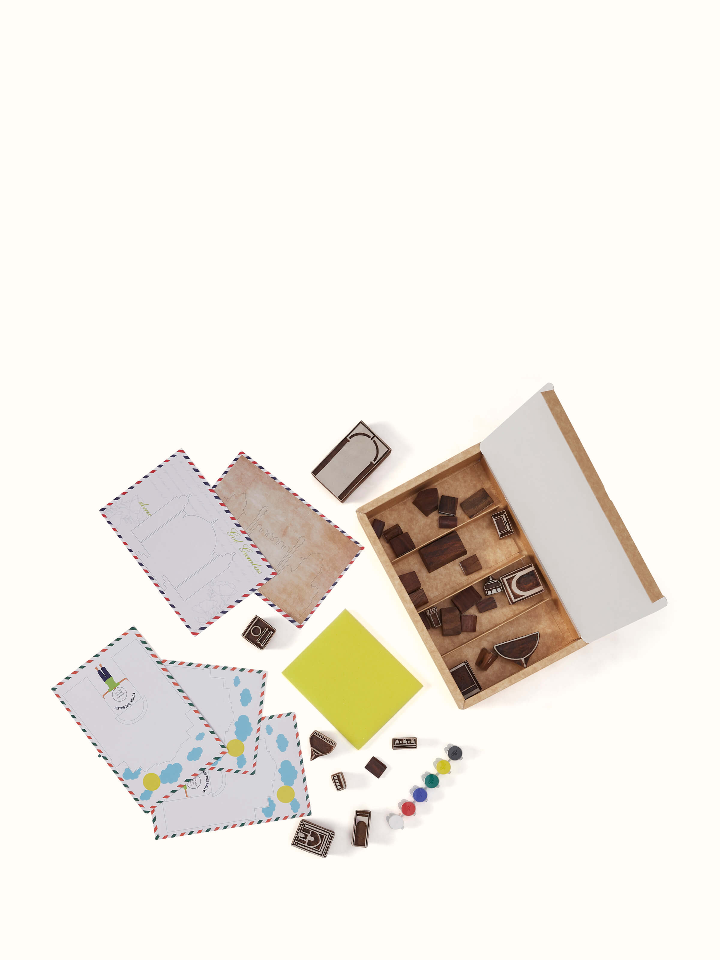 Side view of Block-Making Wooden Historical Monuments Puzzle (White), emphasizing the structure and pieces of the puzzle