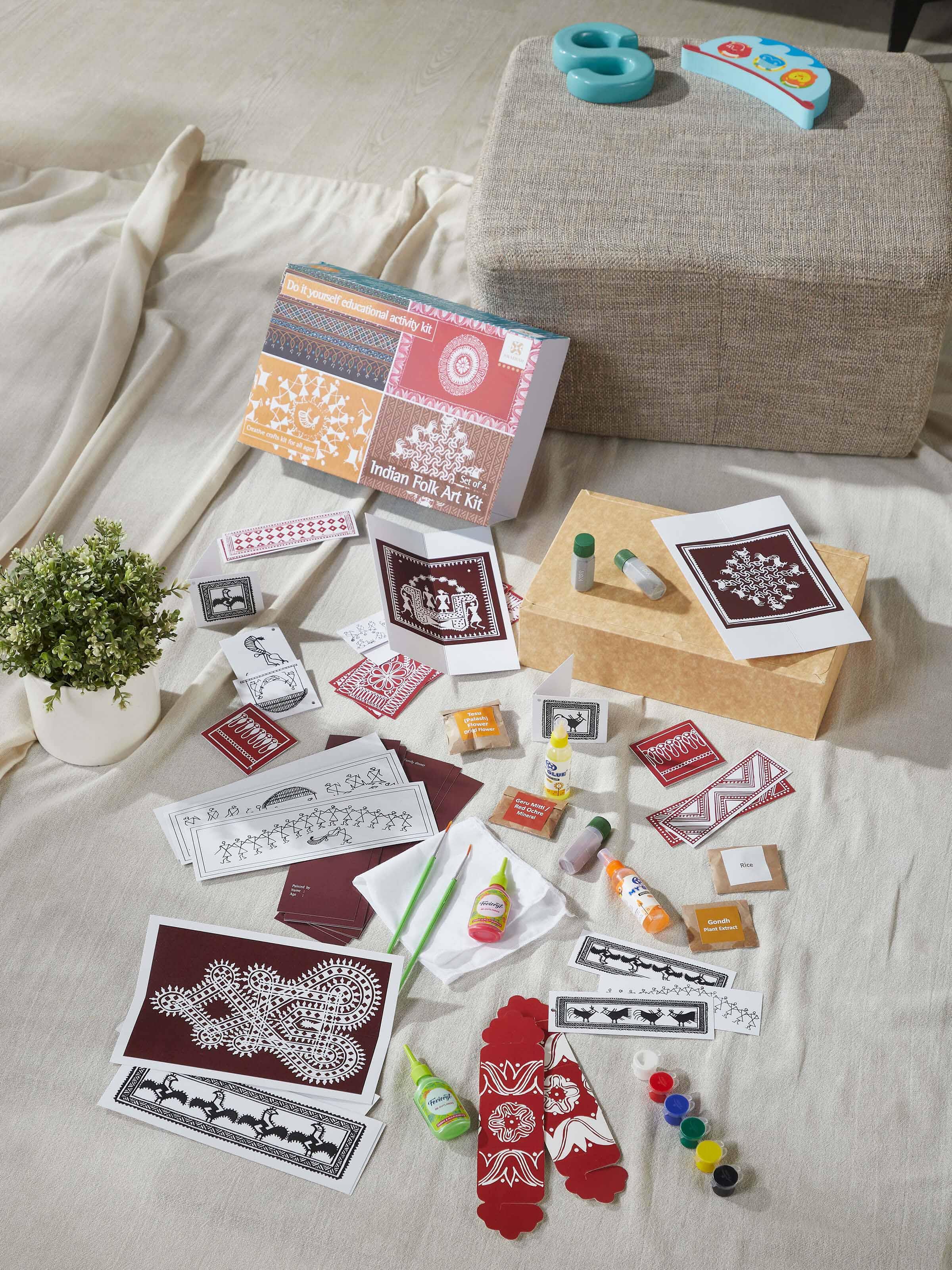 Side view of Block-making DIY painting kit showcasing the detailed components included in the kit.