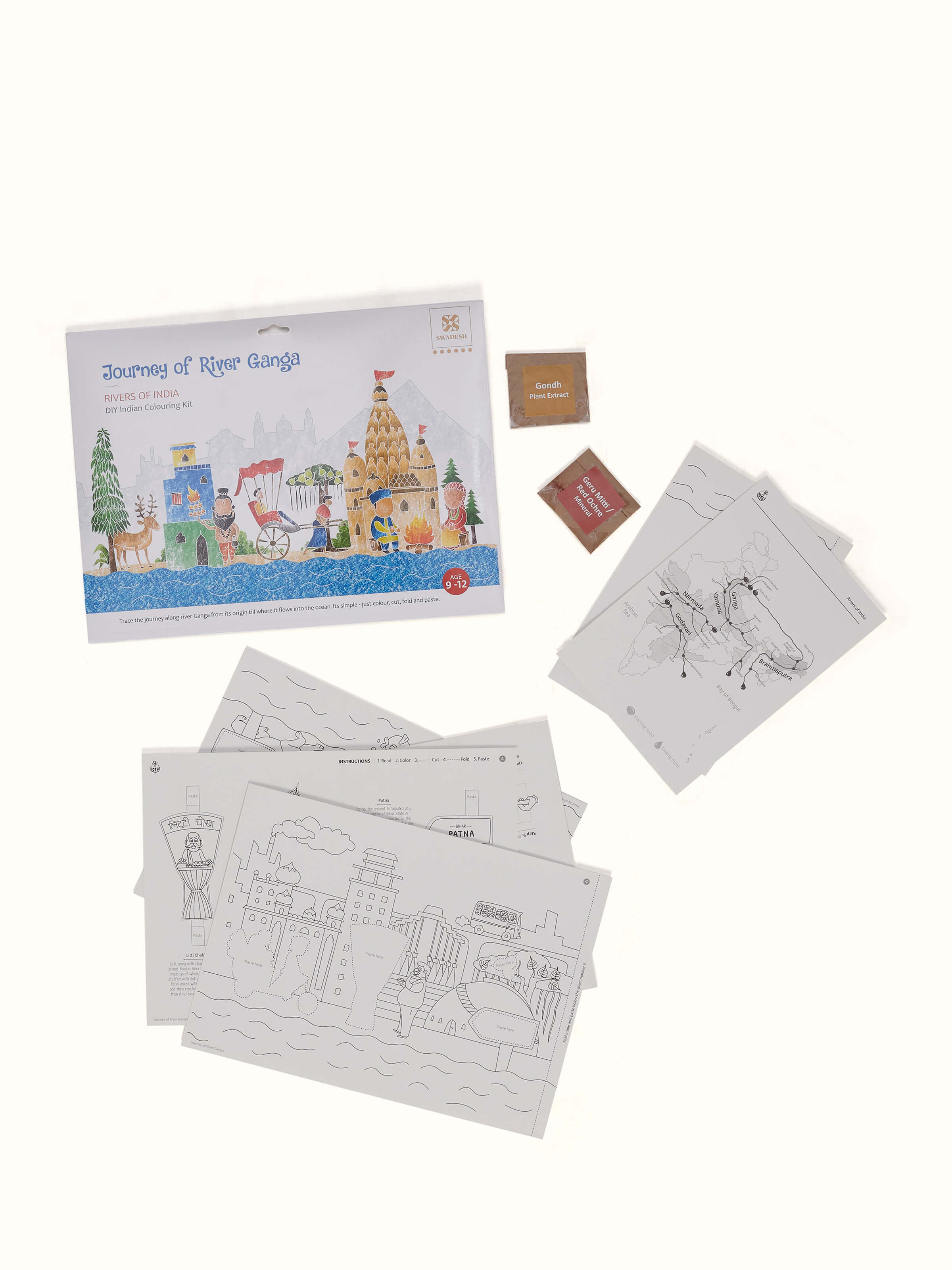 Detail view of Block-Making Journey of Rivers of India Painting Kit
