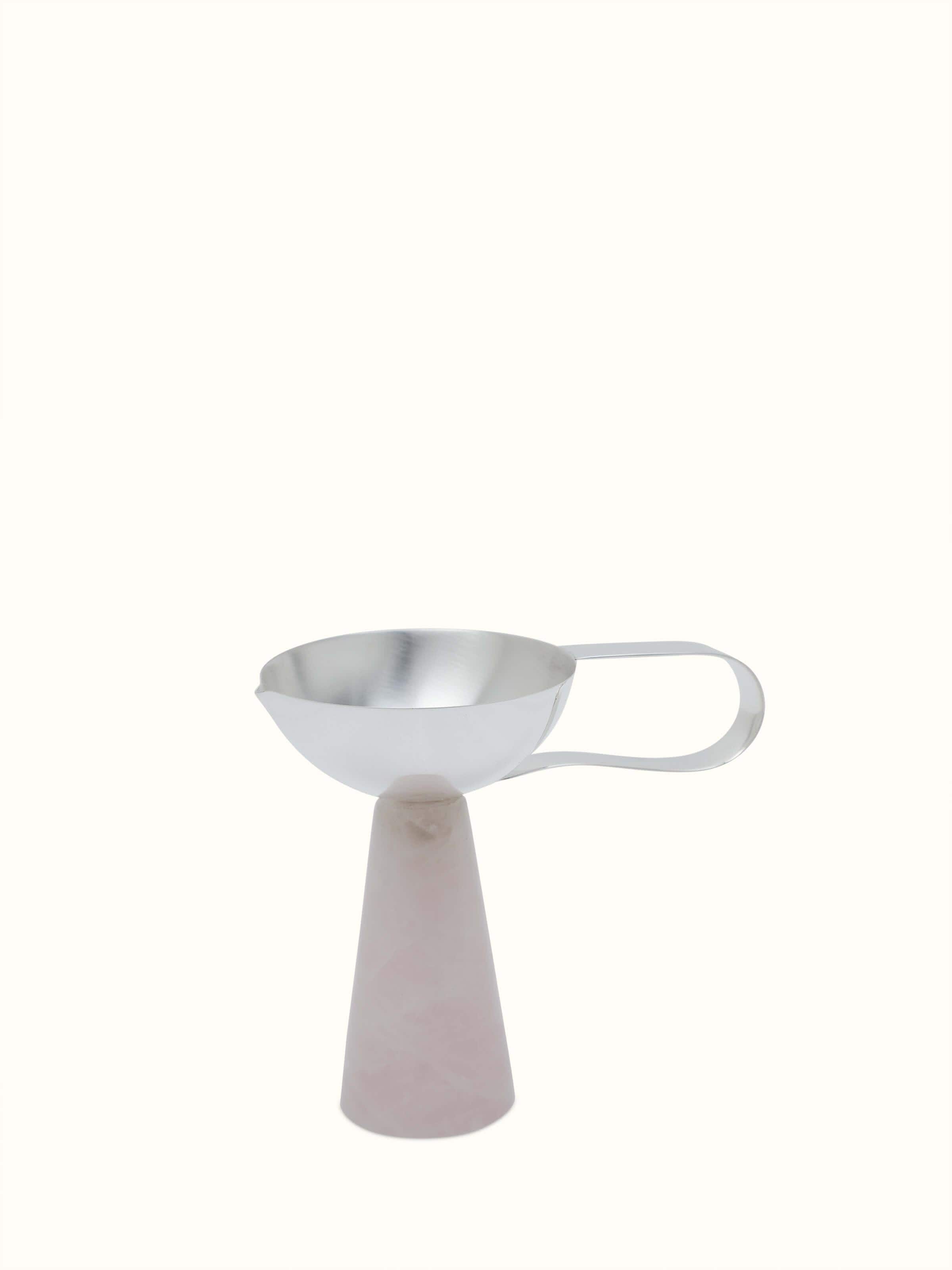 Front view of Silver Pillar Diya featuring traditional design