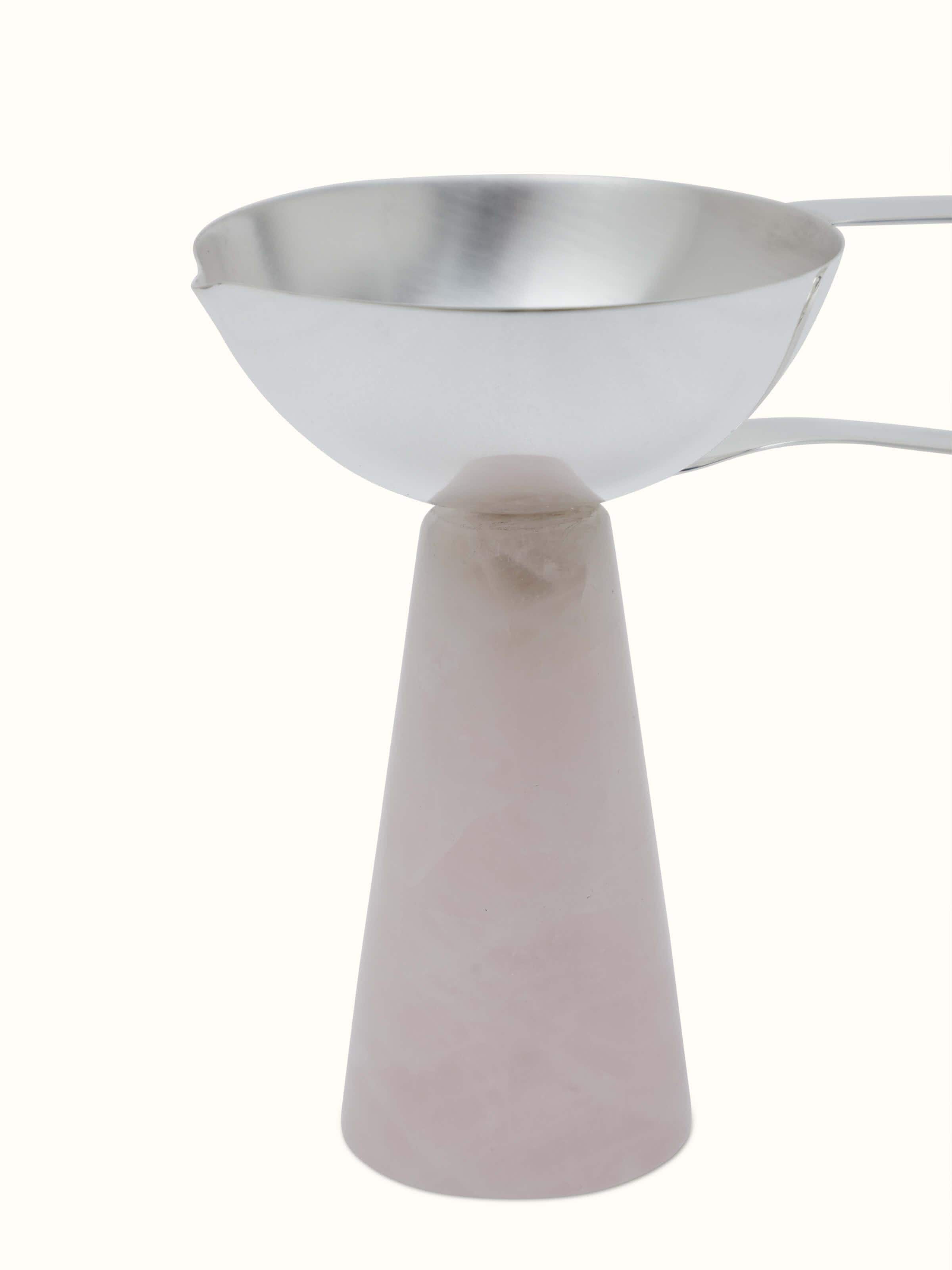 Close-up of Silver Pillar Diya displaying intricate patterns