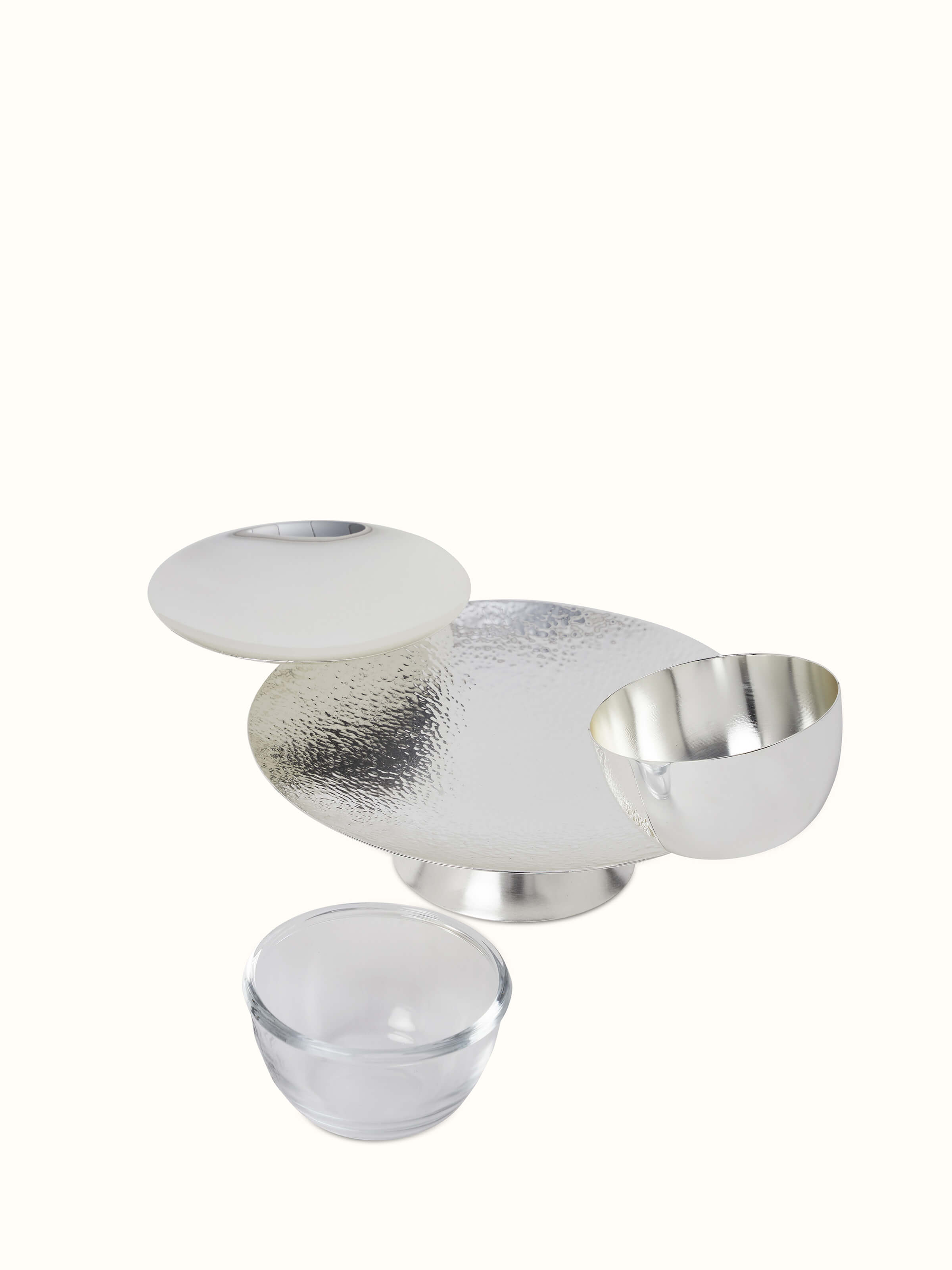 Close-up view of Silver-plated nut bowl & plate