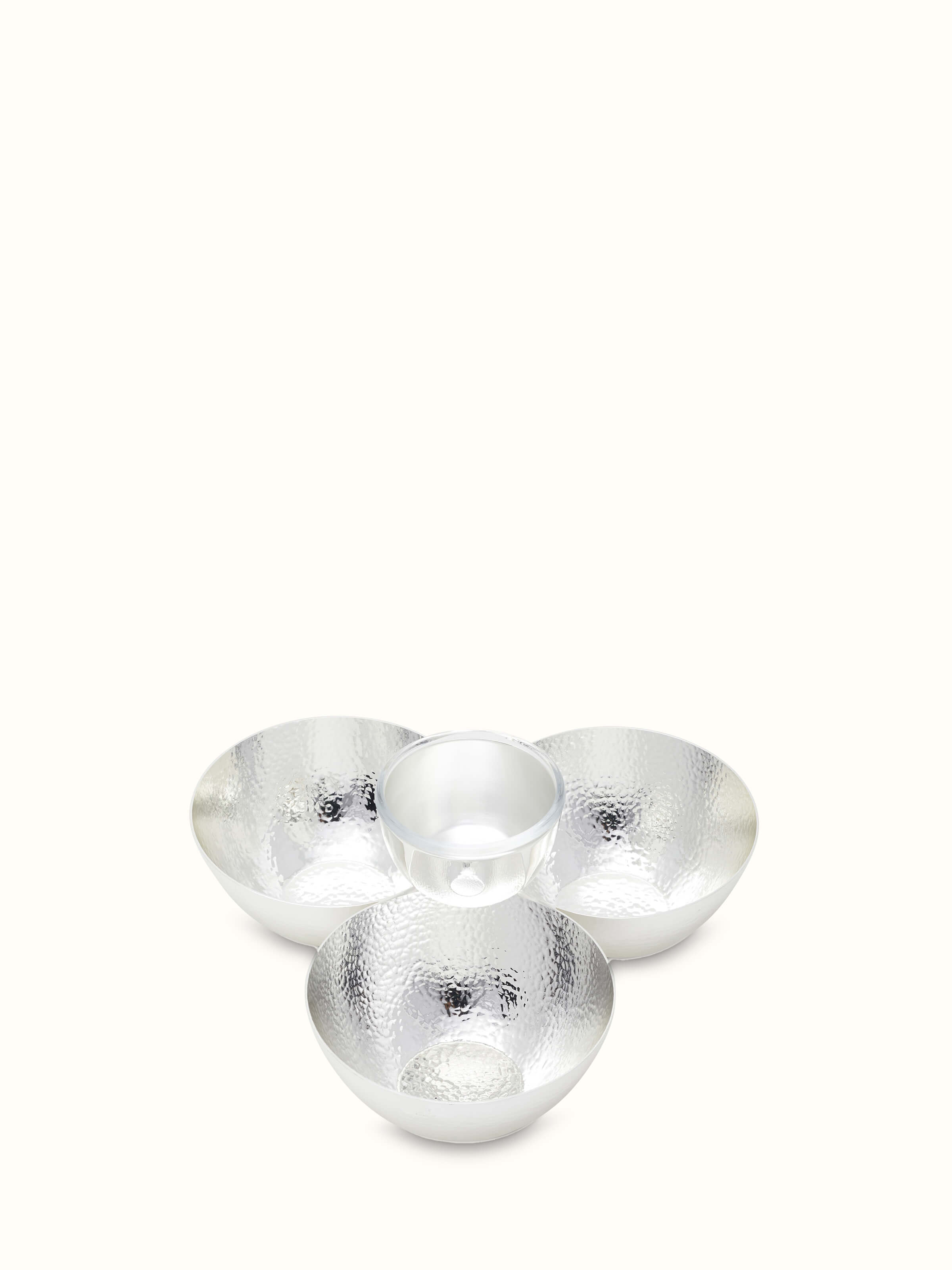 Front view of Silver-plated nut bowl displaying elegant finish and polished surface.