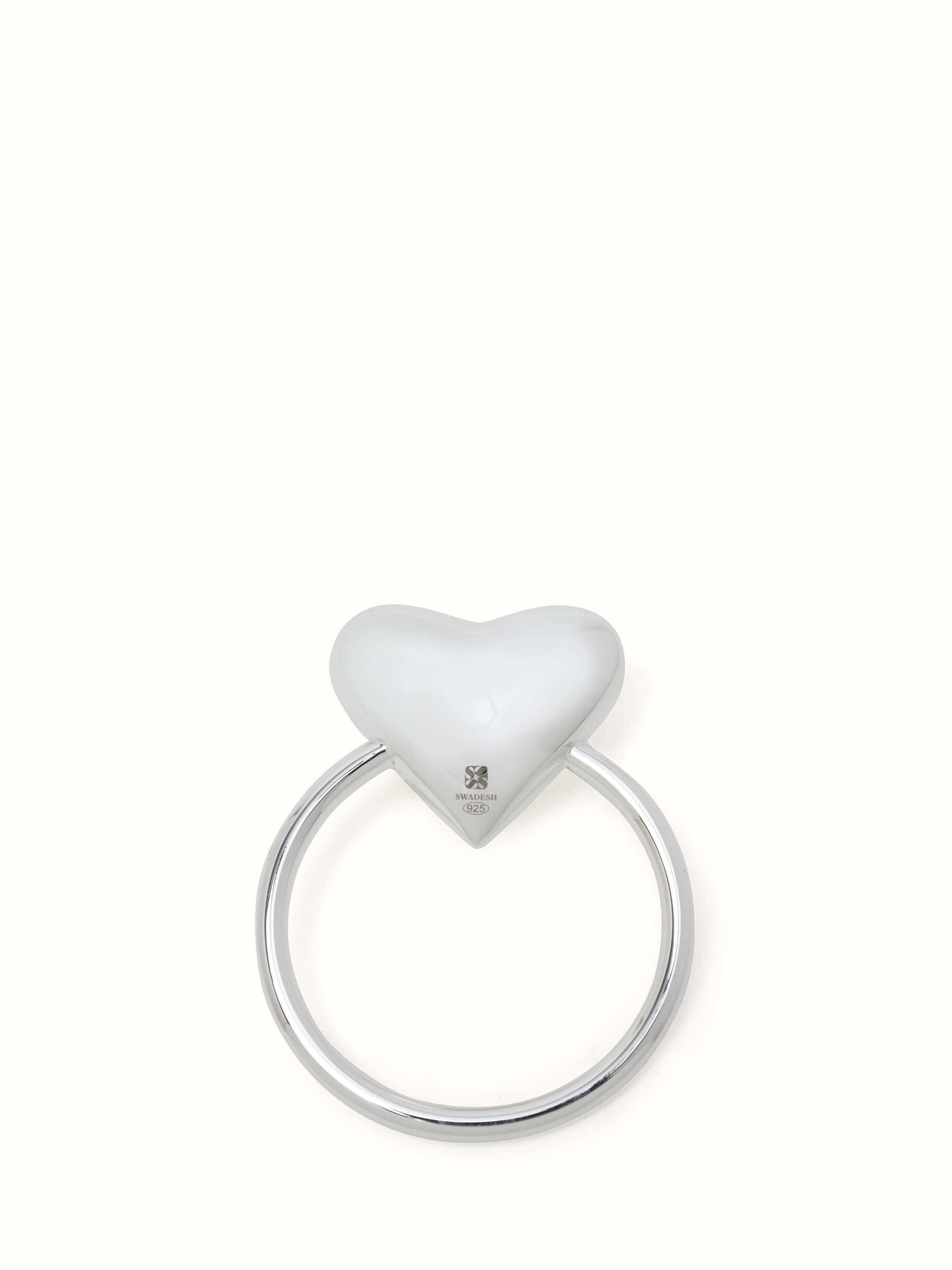 Front view of Silver Heart Rattle Toy showcasing its polished silver finish and heart shape.