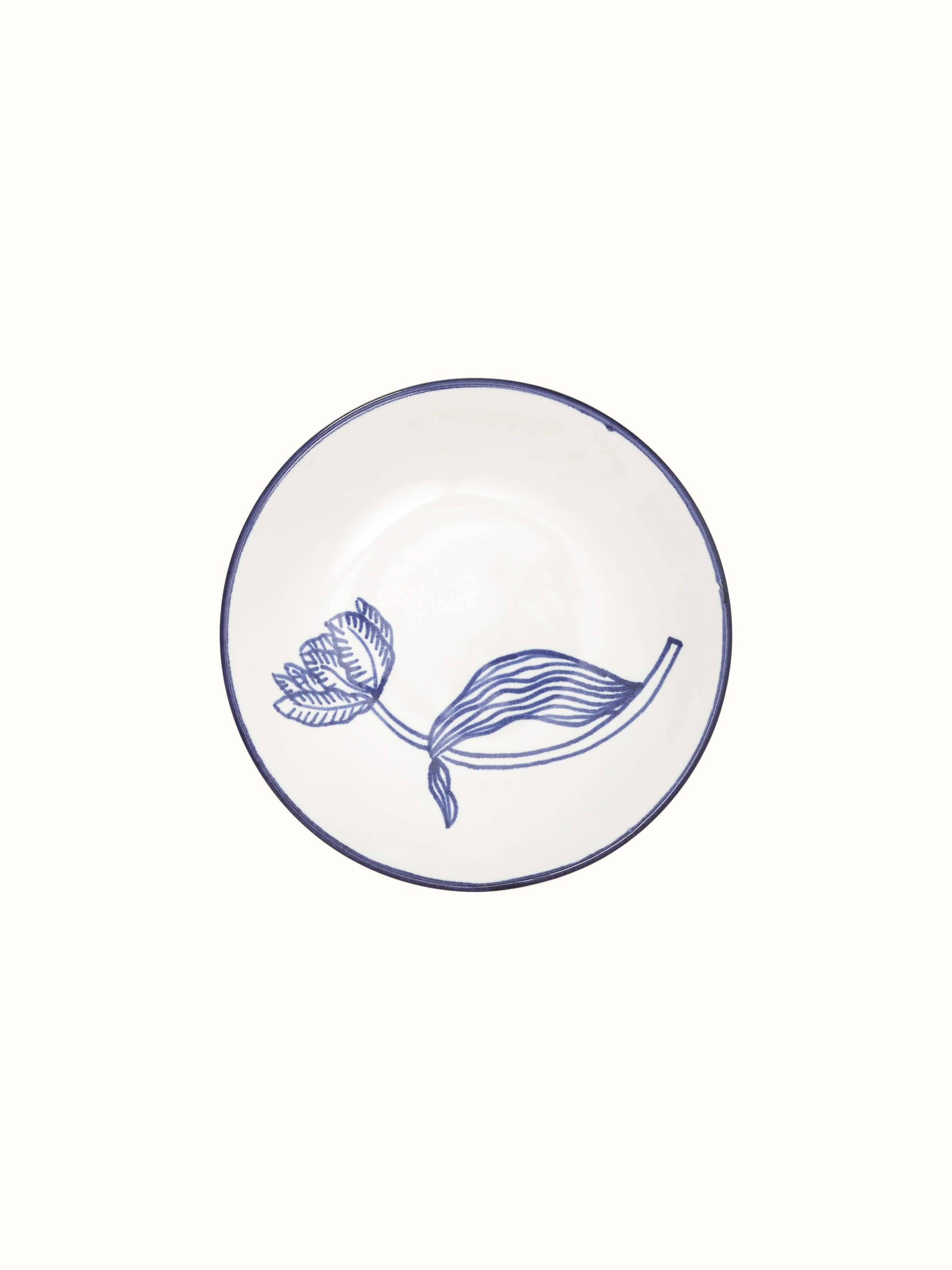 Top view of Khurja pottery ceramic salad plates (4 pcs)